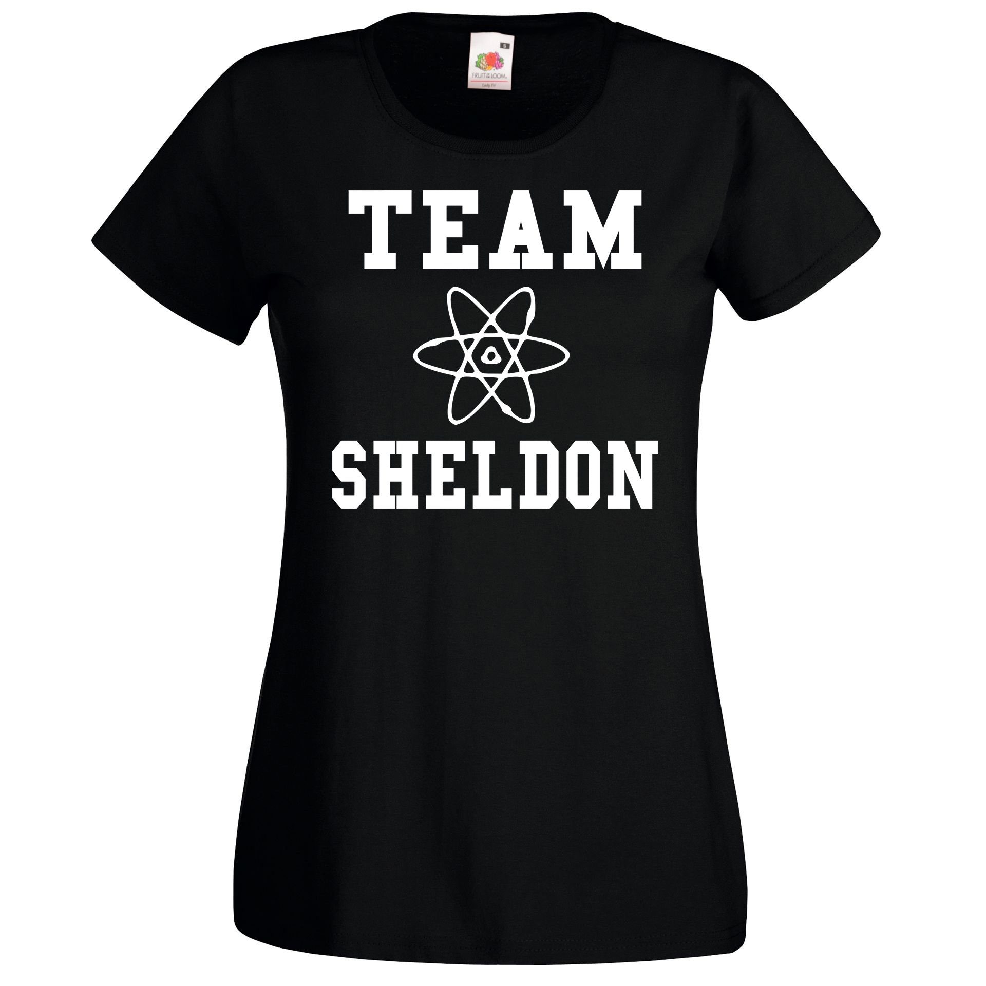 Schwarz T-Shirt Sheldon Motiv trendigem Youth mit Team Designz Damen T-Shirt