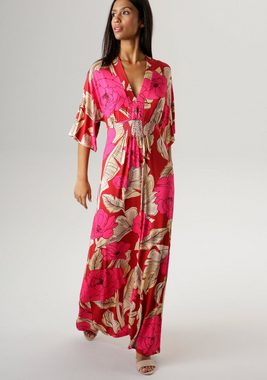 Aniston SELECTED Sommerkleid mit großflächigem Blüten- und Blätterdruck - NEUE KOLLEKTION