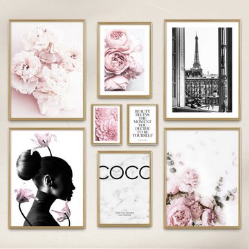 ARTFAVES Poster Set - COCO / 8 moderne Wandbilder / rosa, Paris, Mode