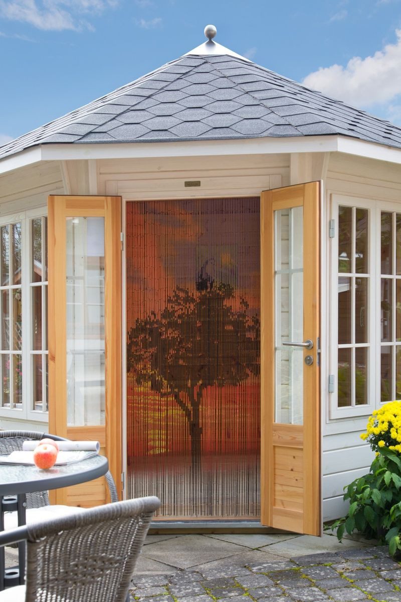CONACORD Türvorhang Decona Sunrise Dekovorhang bunt, Hakenaufhängung, halbtransparent, 90 x 200 cm, Bambus - blickdicht dank hoher Stranganzahl