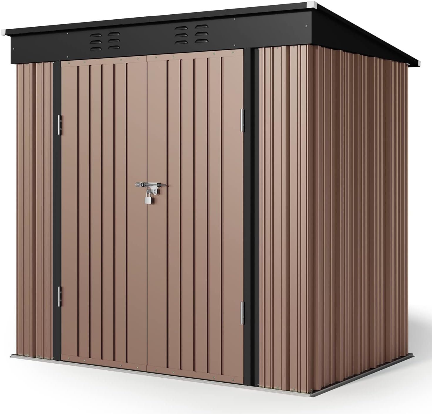 Blishom Gartenhaus Metall-Gerätehaus 195x131x181 cm, Gartenhaus mit Doppeltür & Schloss, Geräteschuppen für Garten & Terrasse, abschließbar