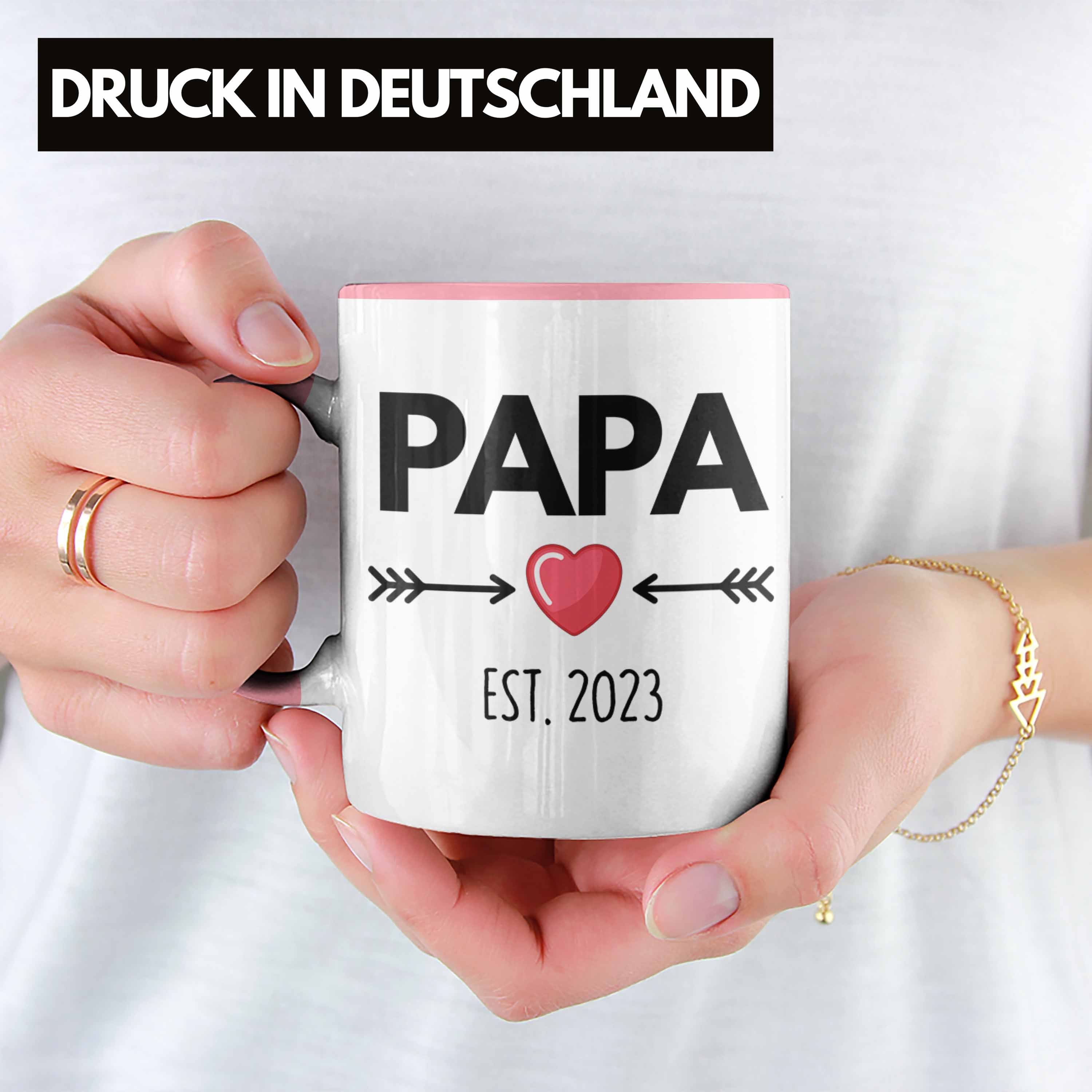 Trendation Rosa Tasse Geschenk - Du Schwangerschaft 2023 Papa Papa Trendation Wirst