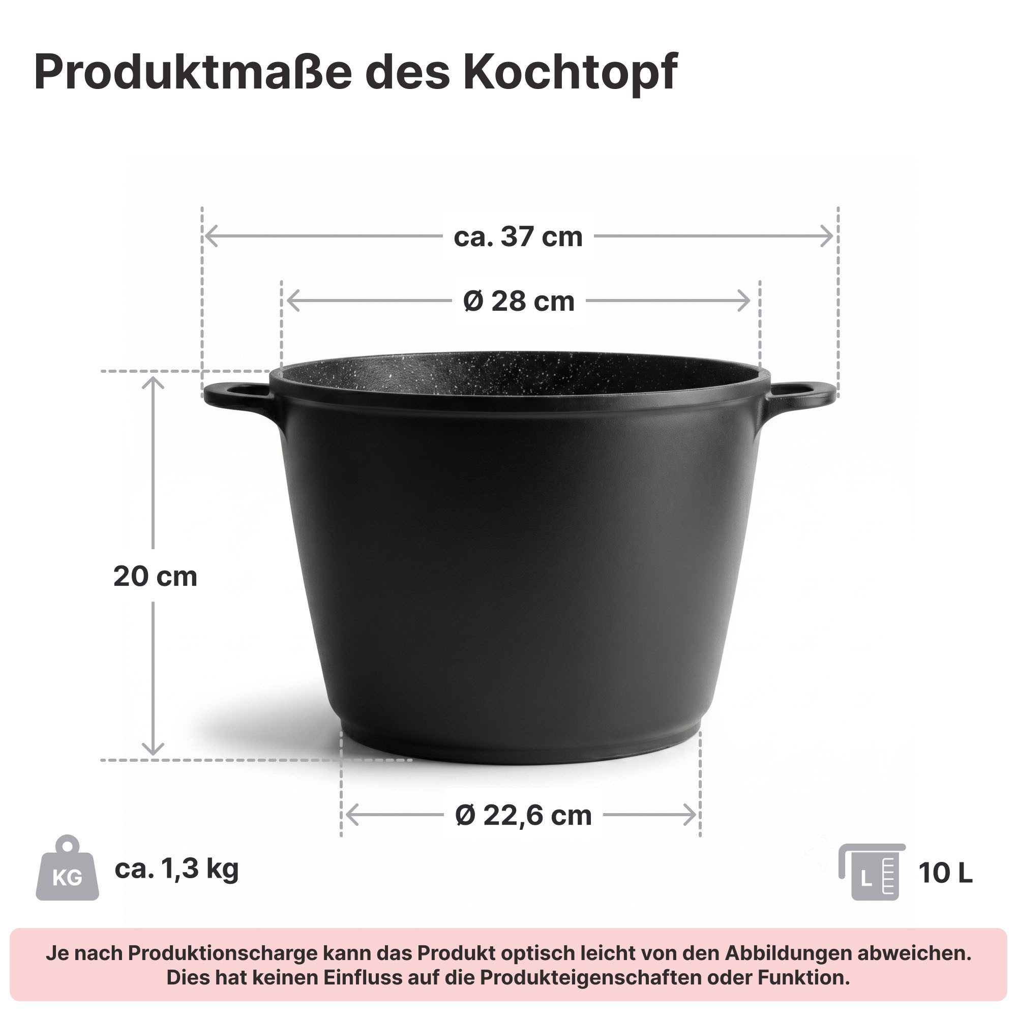 4BIG.fun Kochtopf Kochtopf 10 L mit Glasdeckel Ø28 cm Induktion Suppentopf Schmortopf, Aluguss