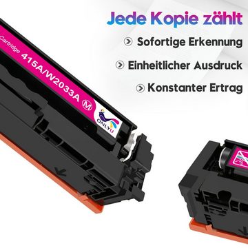 MOOHO Tonerkartusche 4er No Chip Kompatibel für HP 415A Multipack, (ca.2400/Schwarz, ca.2100/Farbe M454dw M479FDW)