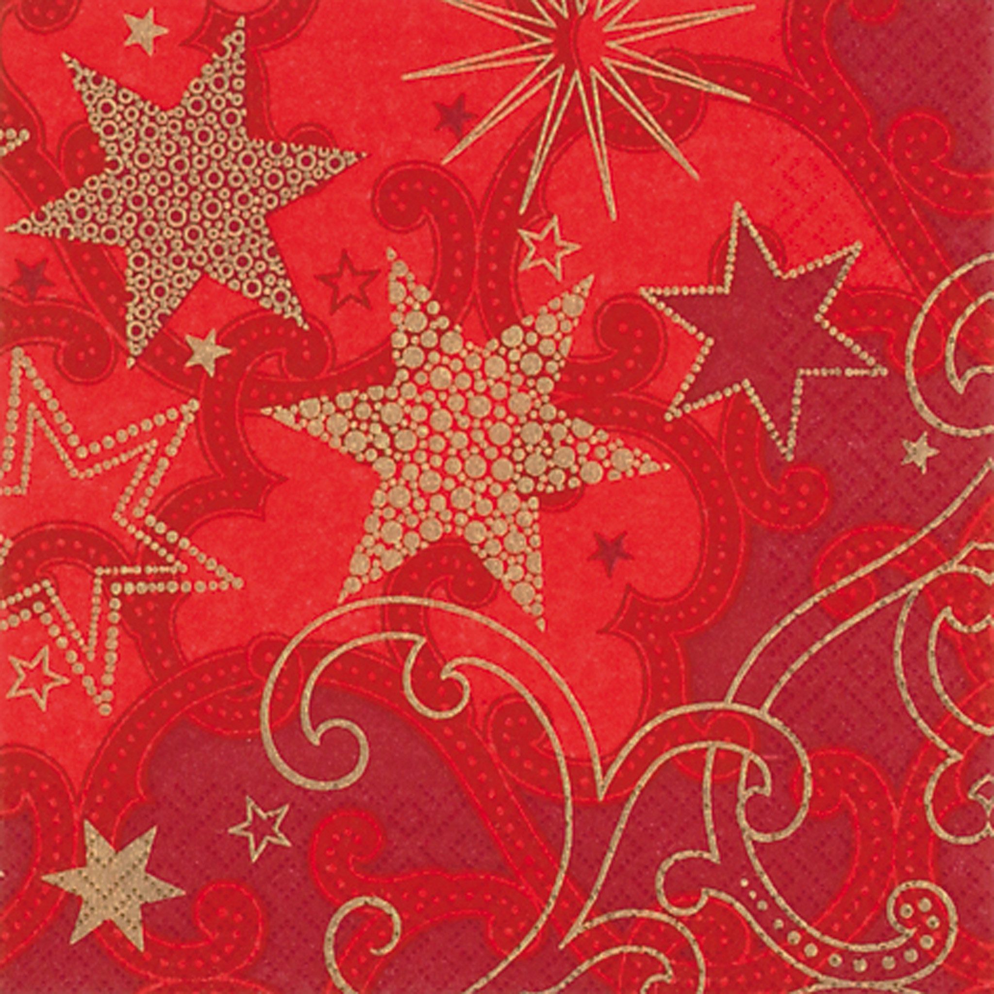 ti-flair Papierserviette, Салфетки Papier 33x33cm 3-lagig mit goldenen Sternmotiv 20 Stück