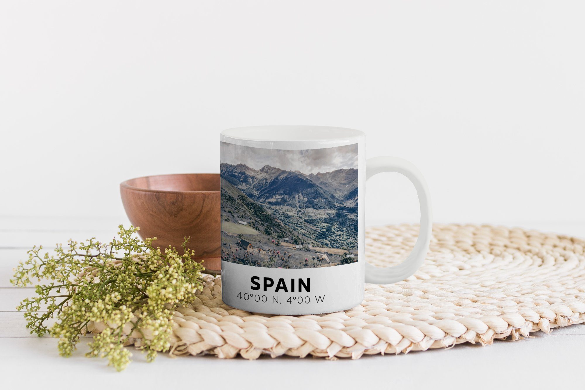 Keramik, - Teetasse, Teetasse, Tasse Spanien - Geschenk Kaffeetassen, Becher, MuchoWow Natur, Grün