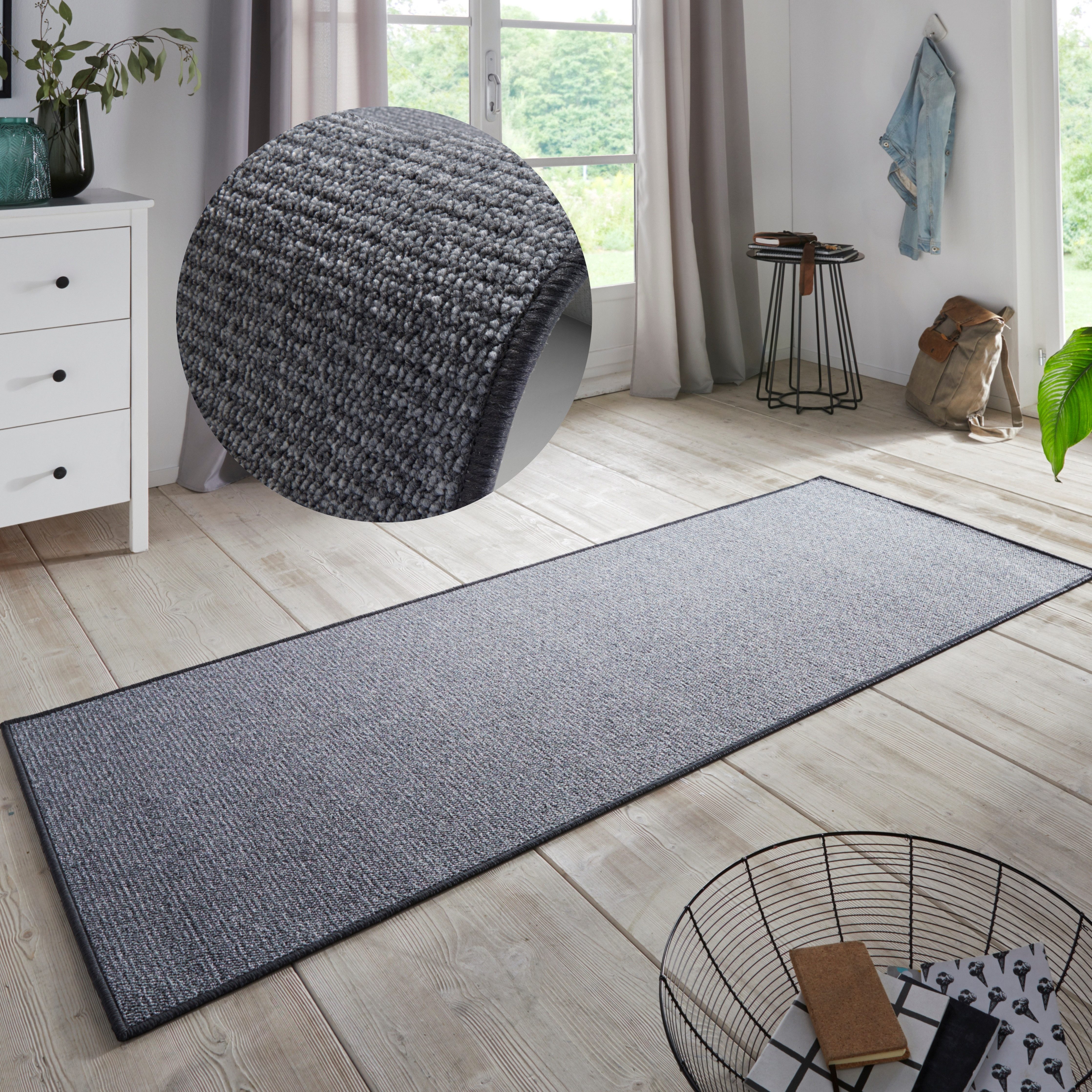 HANSE Home Läufer Bouclé, rechteckig, Höhe: 5 mm, rutschfest, Sisal Optik, Teppich, Küche, Flur, schlicht, umkettelt