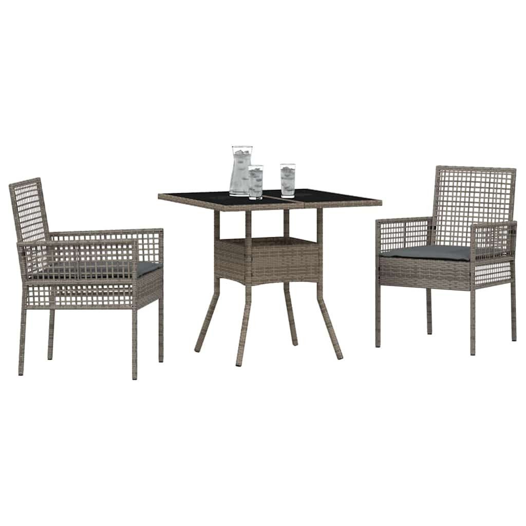 vidaXL Gartenlounge-Set Garten Essgruppe 3 stk. Grau Poly-Rattan, (3-tlg)
