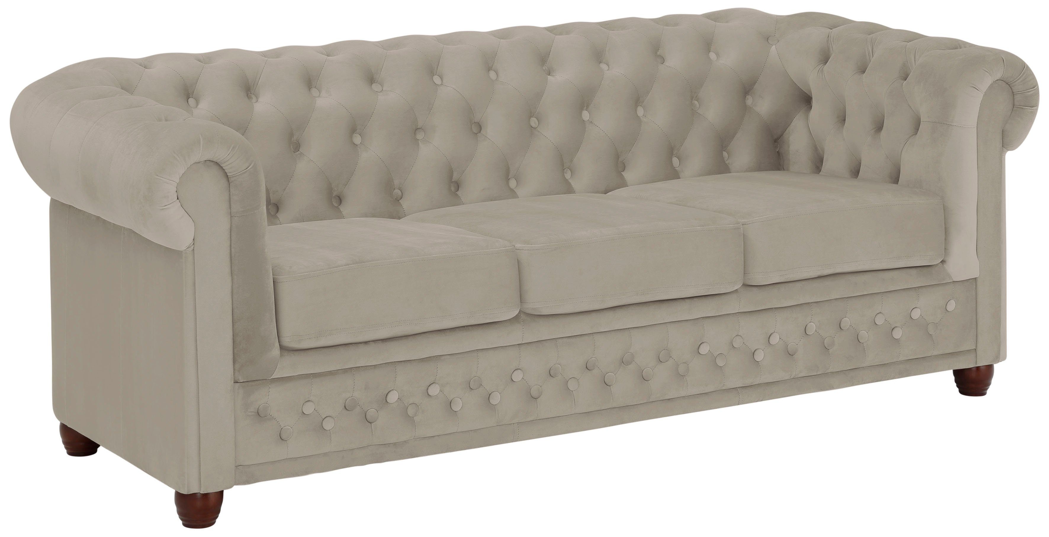 Home affaire Chesterfield-Sofa New Castle, mit hochwertiger Knopfheftung in Chesterfield-Design, B/T/H: 203/86/72