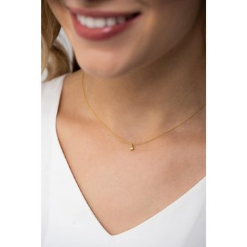 iz-el Silberkette Kette Gold Solitär Zirkonia - Tautropfen, 925 Sterling Silber