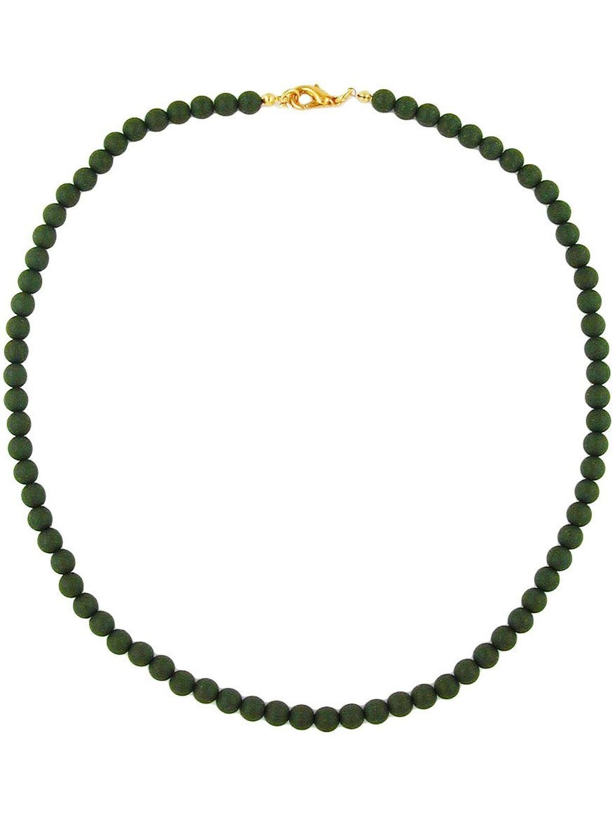 Gallay Perlenkette Kette 10er Perle, oliv matt (1-tlg)
