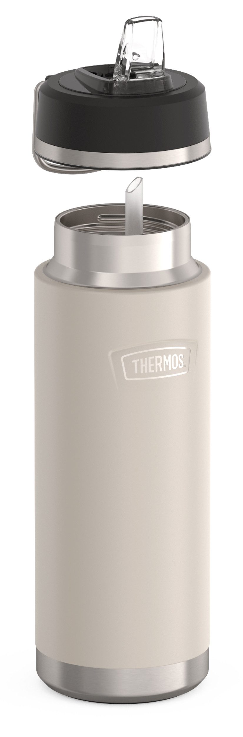 THERMOS Isolierflasche ICON WATER BOTTLE, Edelstahlkörper, spülmaschinenfest, 0,71l, 12h kalt, schappsicher mit einklappbarem Flip-Strohalm