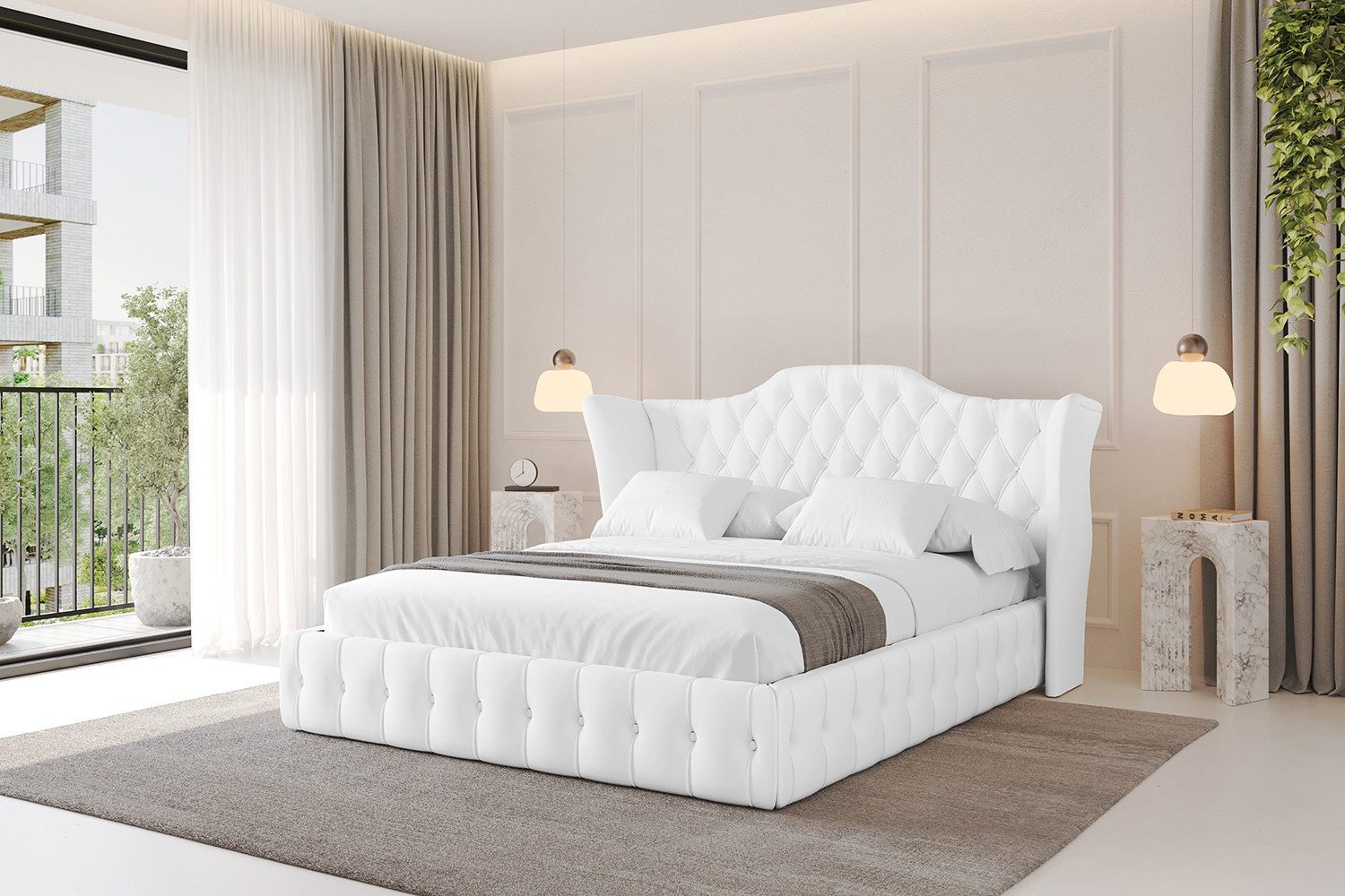 ALTDECOR Polsterbett MODY (Polsterbett mit Bettkasten und Lattenrost, Boxbett ohne Matratze), Doppelbett mit Stauraum, Bett mit Kopfteil