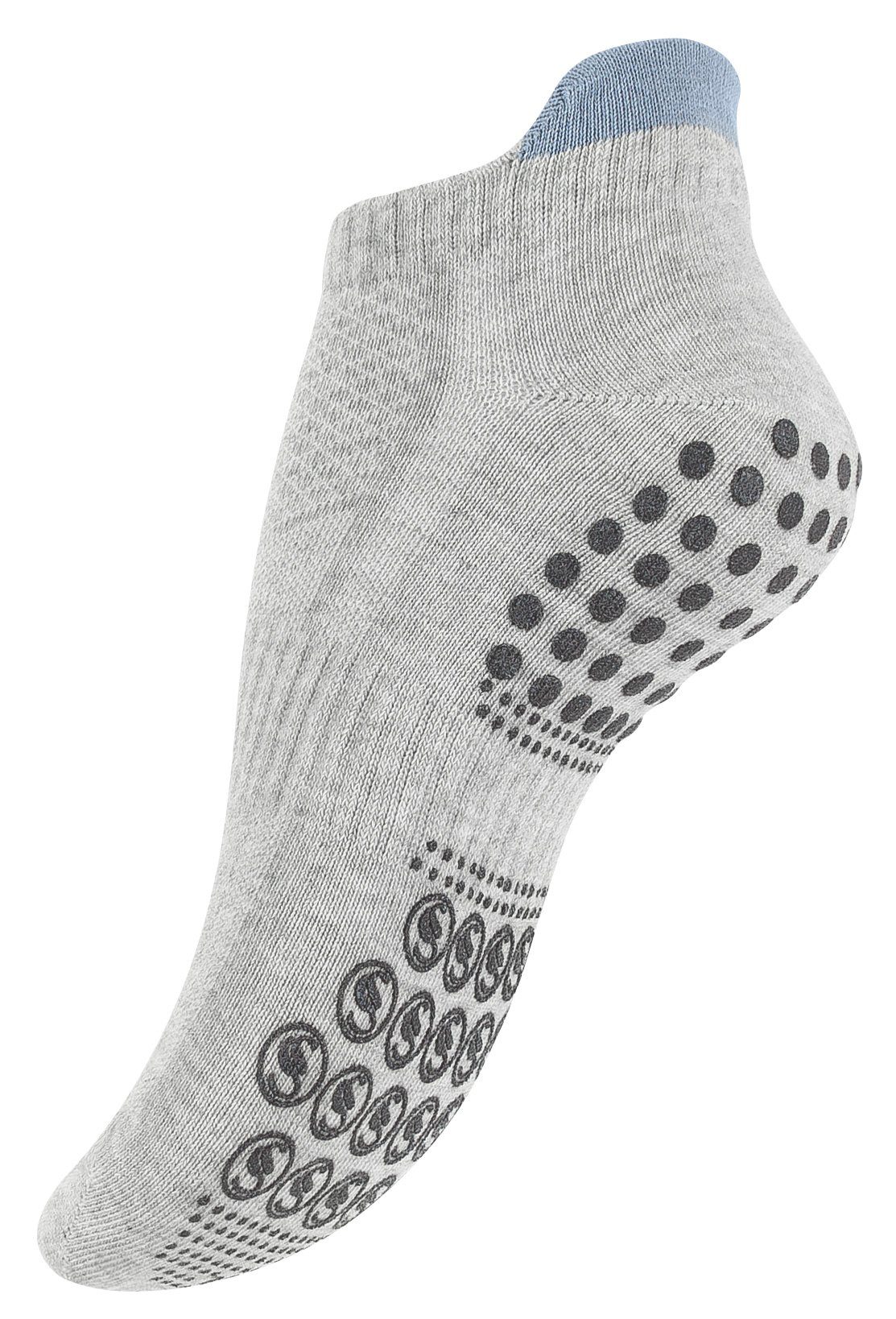 Stark Soul® Sportsocken rutschfeste Sneakersocken mit Fersenschutz und ABS - Antirutschsohle (3 Paar) für Yoga, Pilates, Trampolin