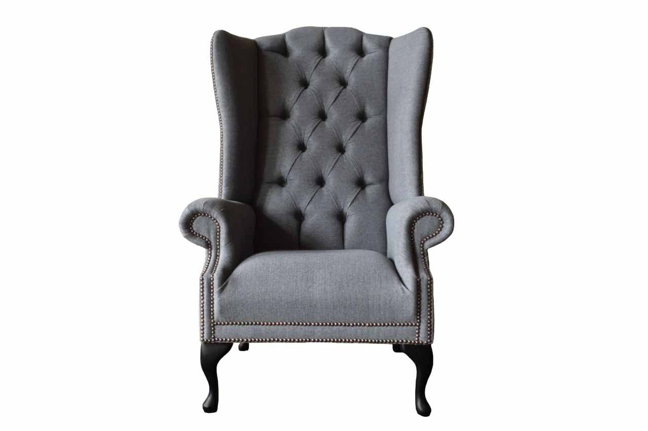 Ohrensessel Polster Grau, Chesterfield Sitzer 1 Made In Sofa Europe JVmoebel Ohrensessel Couch