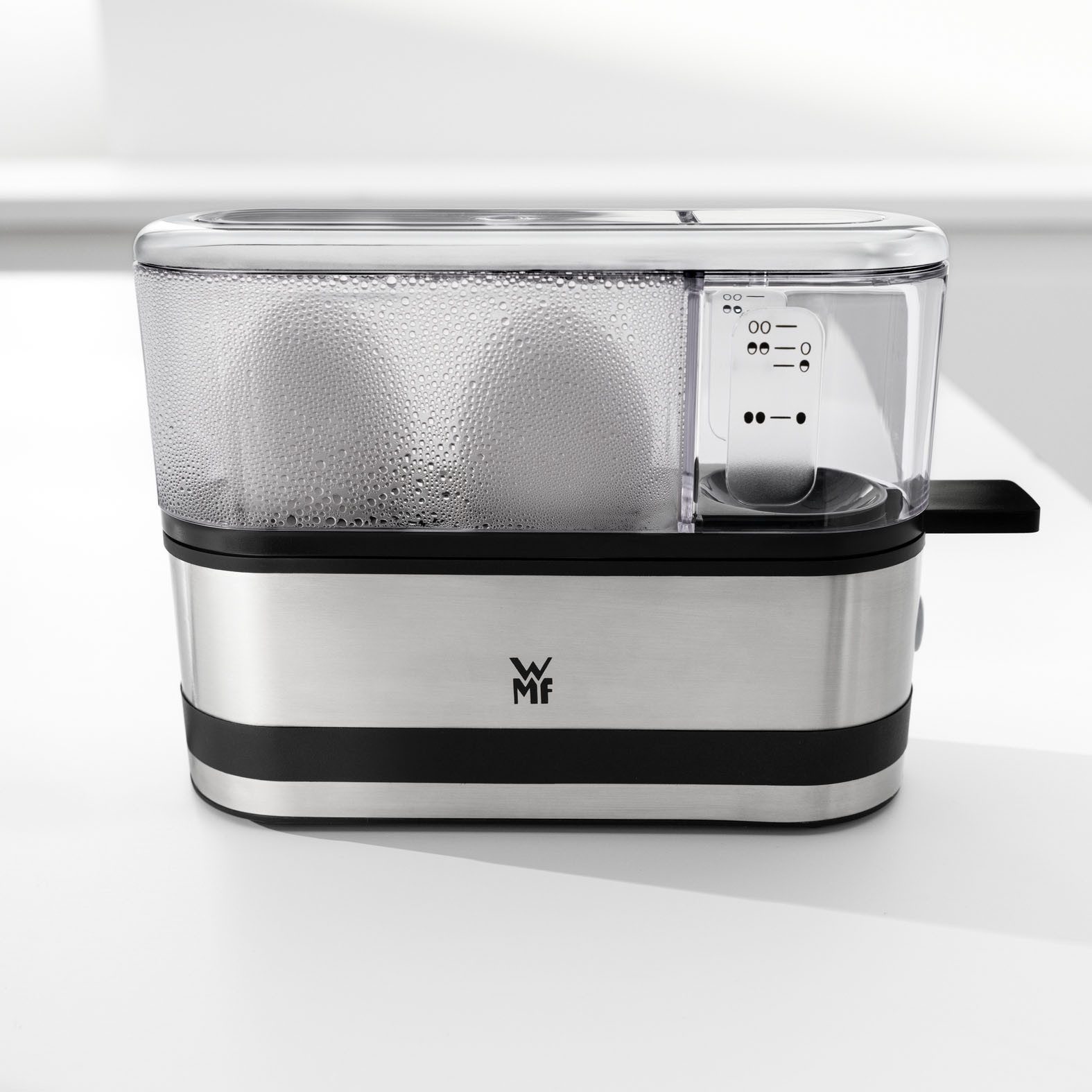 WMF Eierkocher KÜCHENminis® 2-Eier-Kocher, integrierter Wasserdosierer und Eipick, Anzahl Eier: 2 St., 250 W, hochwertiges Chromargan und langlebiges Tritan, Grifffläche