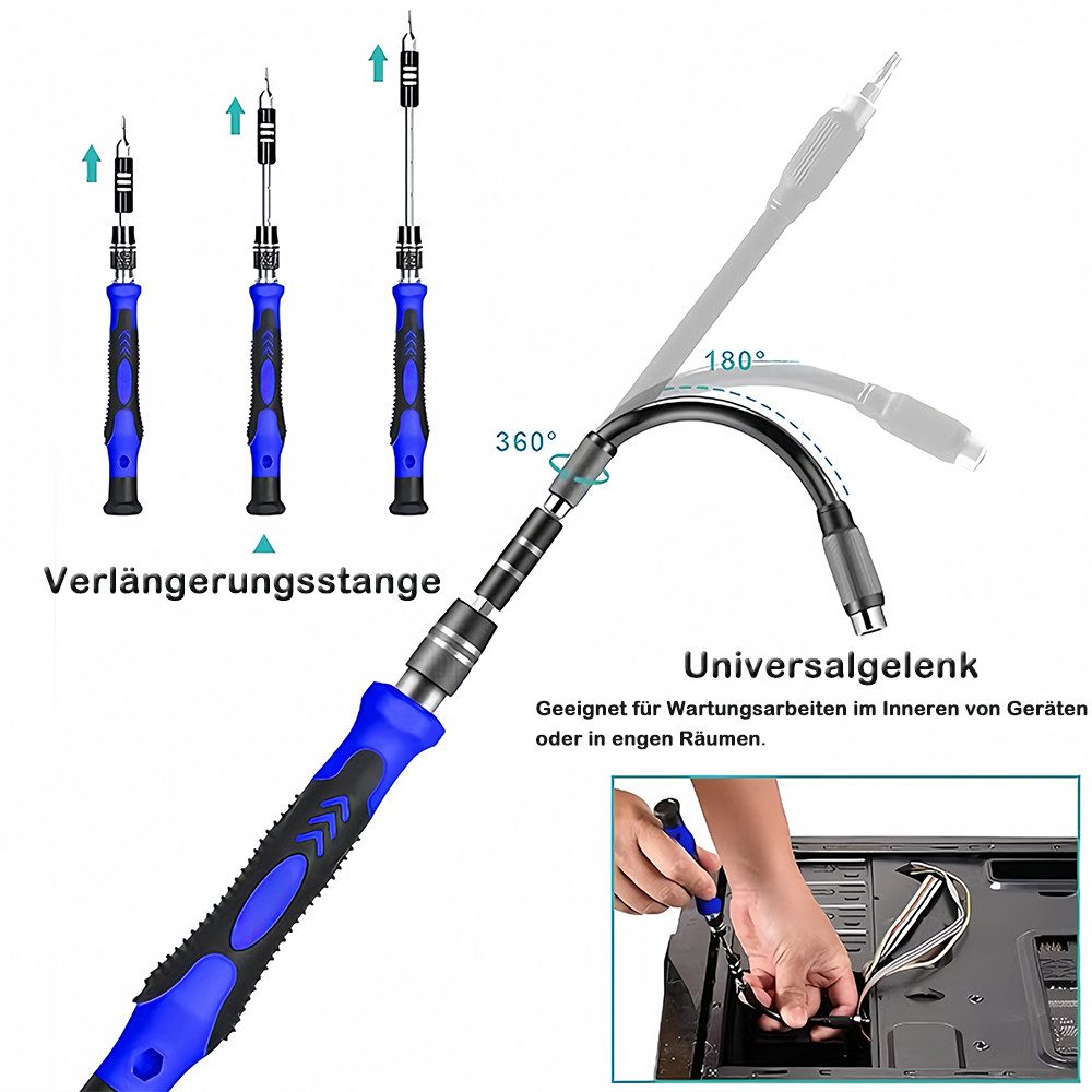 AFKSMILE Schraubendreher Elektronische Präzisionsschraubendreher-Sets mit 142, Reparaturset, 120 Bit Magnetreparatur-Werkzeugset für iPhone, Laptop, PC, PS4