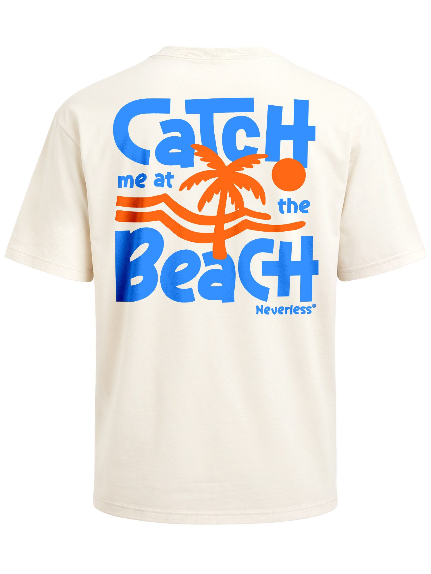Neverless Oversize-Shirt Herren T-Shirt - Catch me at the Beach - Oversized Relaxed Fit mit Print