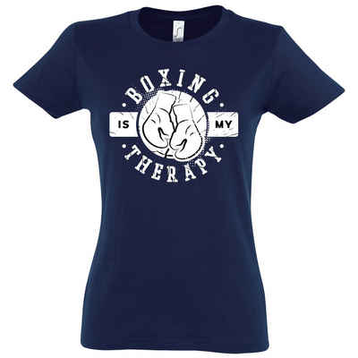 Youth Designz T-Shirt "Boxing Is My Therapie" Damen Shirt mit trendigem Frontprint