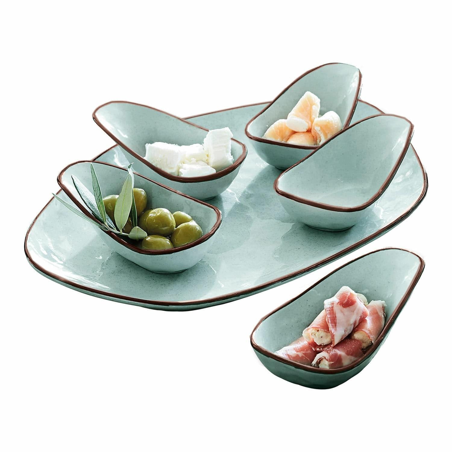Mirabeau Geschirr-Set Servierschälchen 6er Set Biarré türkis, Steinzeug