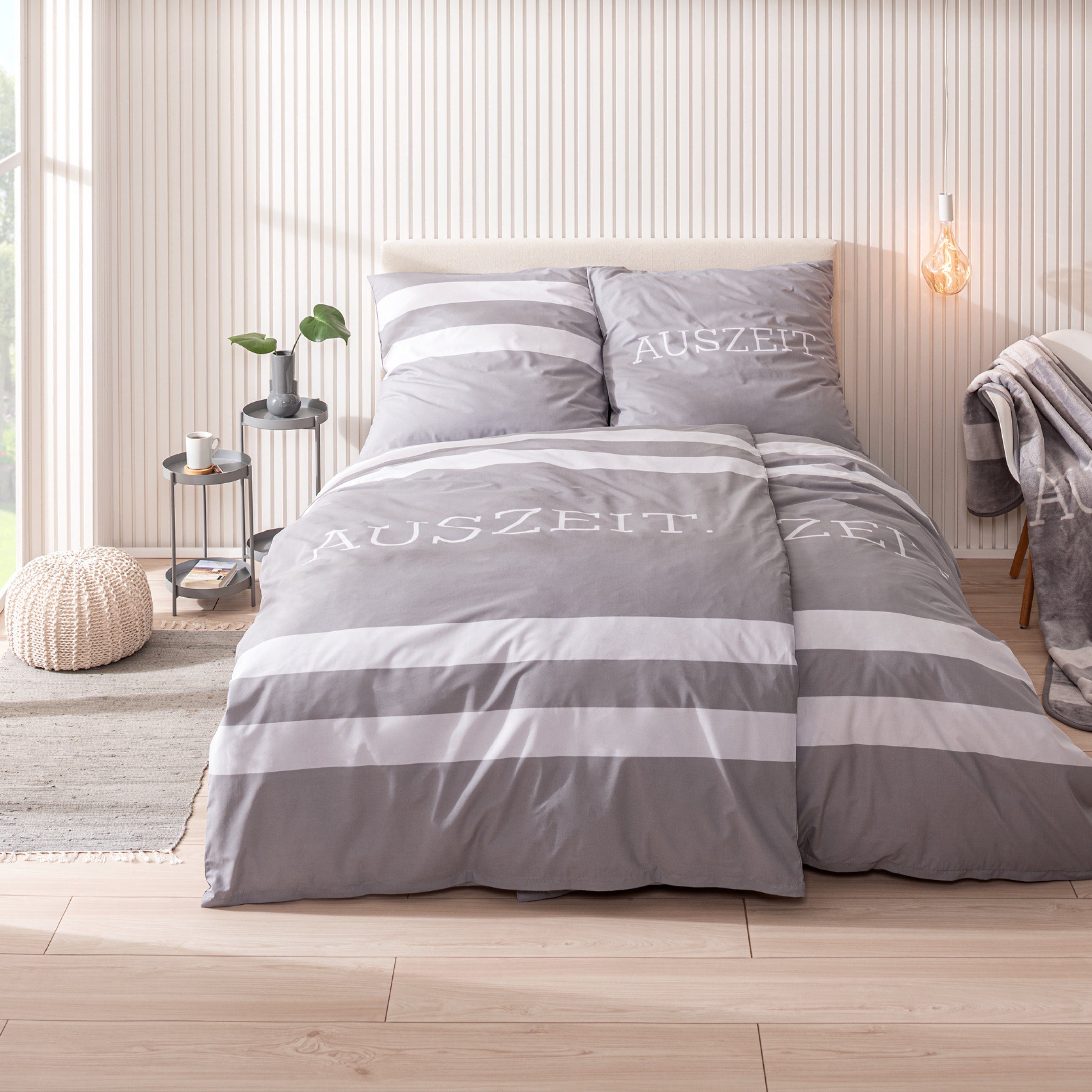 MTOnlinehandel Bettwäsche Auszeit in 155 cm x 220 cm, 100 % Baumwolle, Renf günstig online kaufen