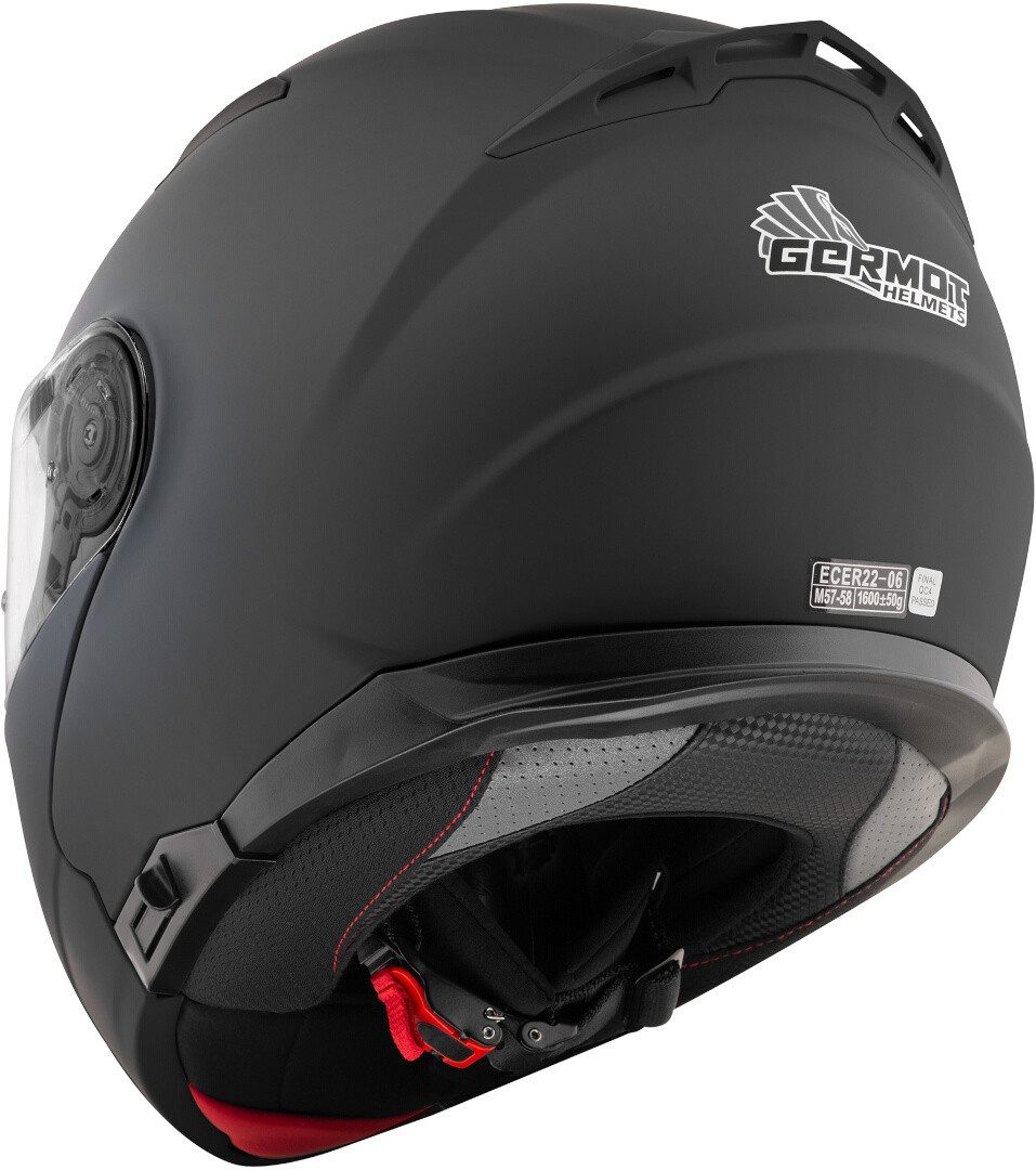 Germot Motorradhelm GM 970 Klapphelm (waschbar), integriertes Sonnenvisier,vorbereitet für Kommunikationssystem