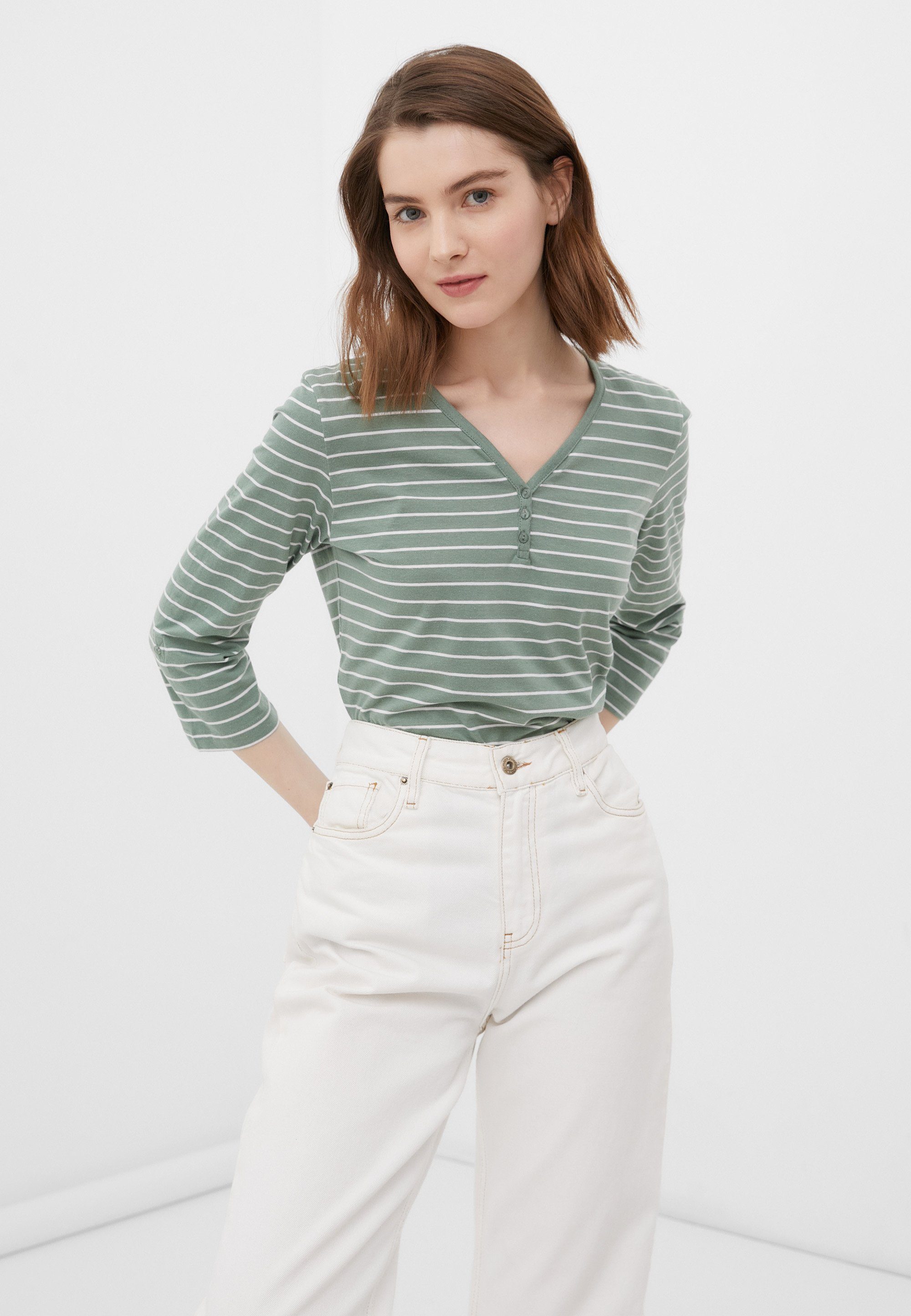 Finn Flare V-Shirt Streifen mit tailliertem Schnitt