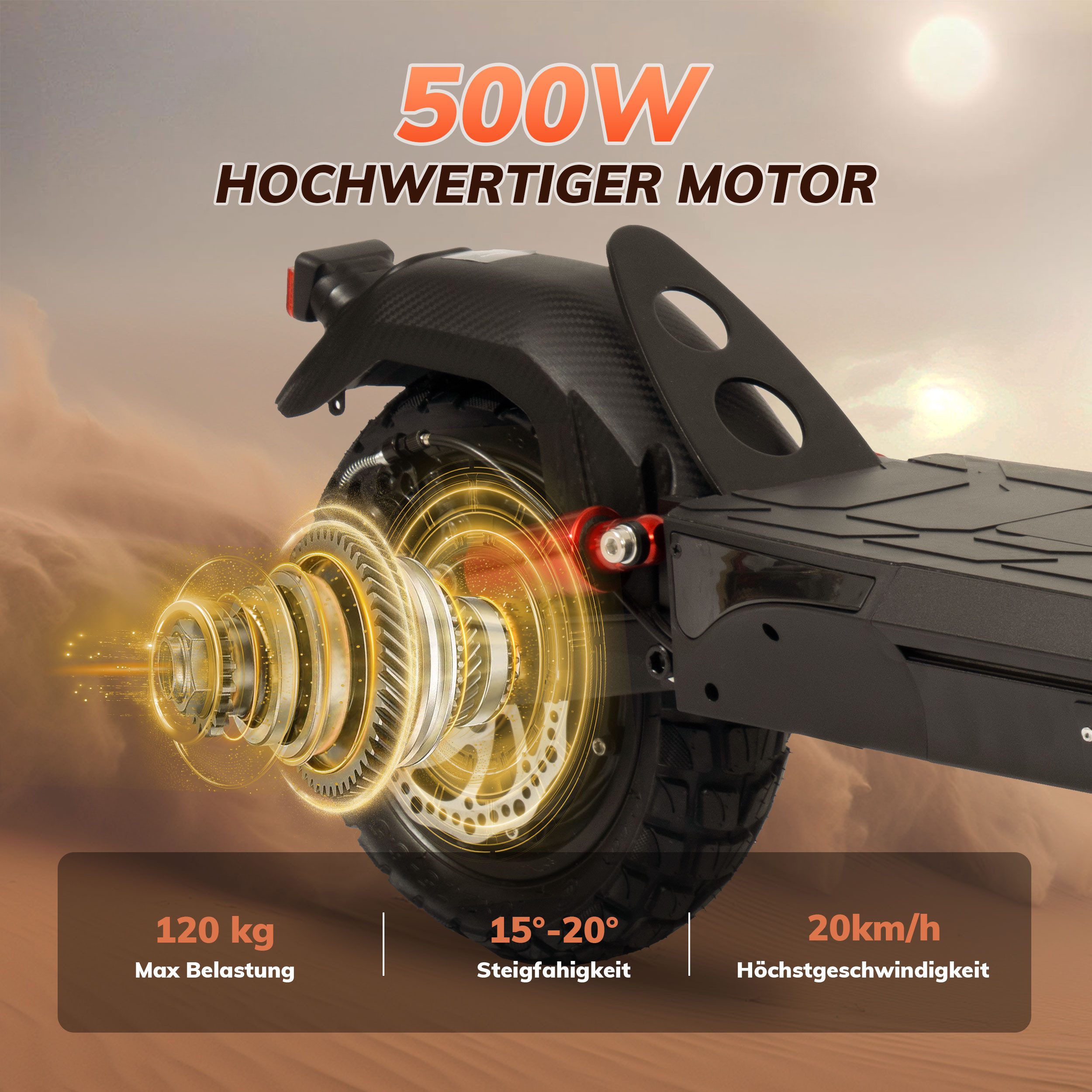 Leawin 10-inch electric scooter with road approval (ABE), foldable, max. 60km range, 500W, 20km/h (with turn signals, 20% incline capability, 10-inch off-road tires), 48V 600Wh, e-scooter, dual shock absorbers, off-road