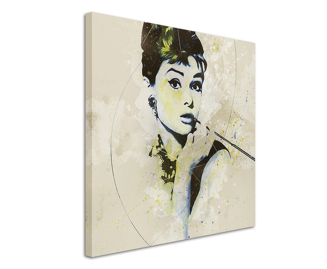 Sinus Art Leinwandbild Audrey Hepburn II Aqua 60x60cm Aqua Art Wandbild