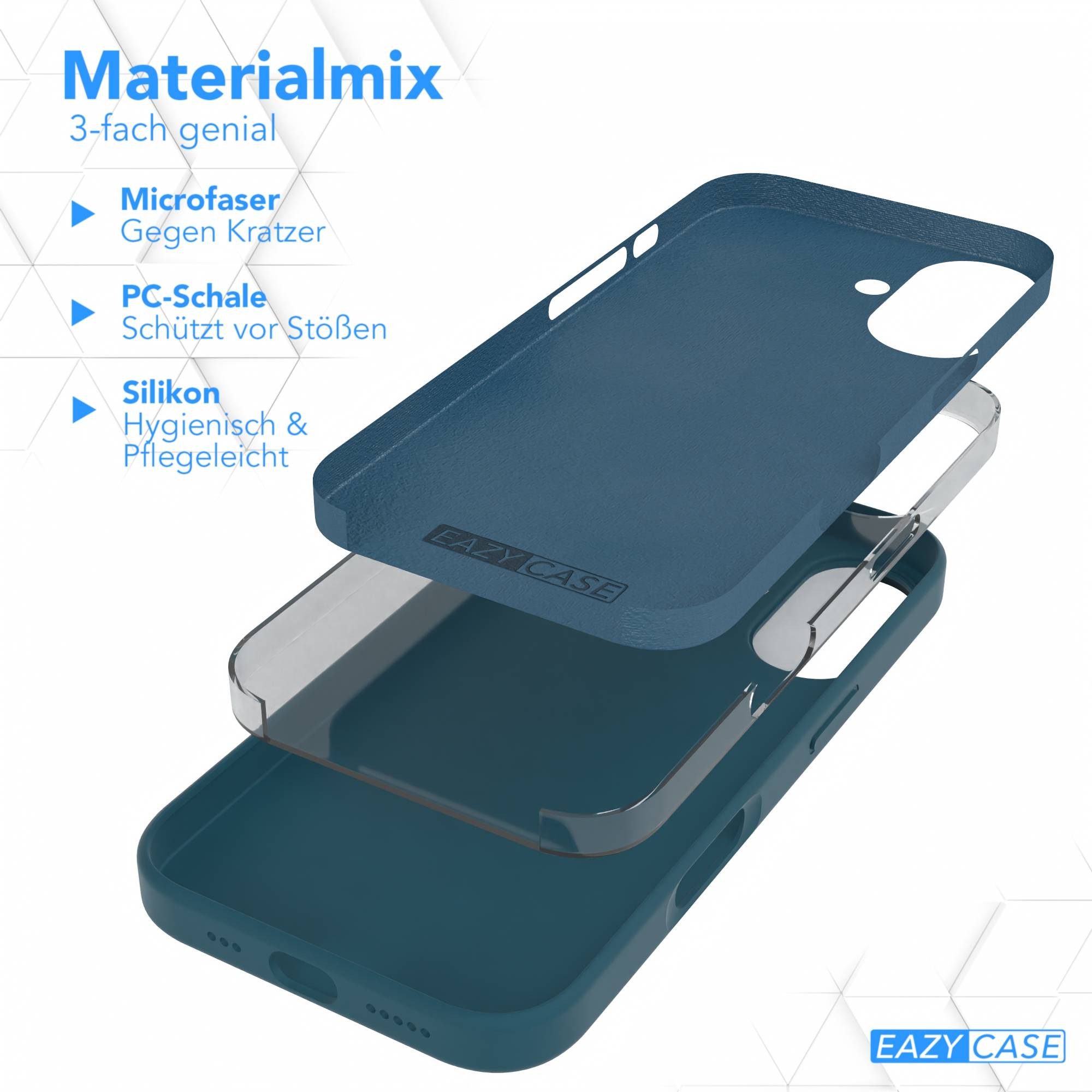 EAZY CASE Handyhülle für Apple iPhone 16 Premium Silikon 6,1 Zoll, Hülle mit Kameraschutz Bumper Case stoßfest Handy Softcase Petrol – Bild 5 von 5