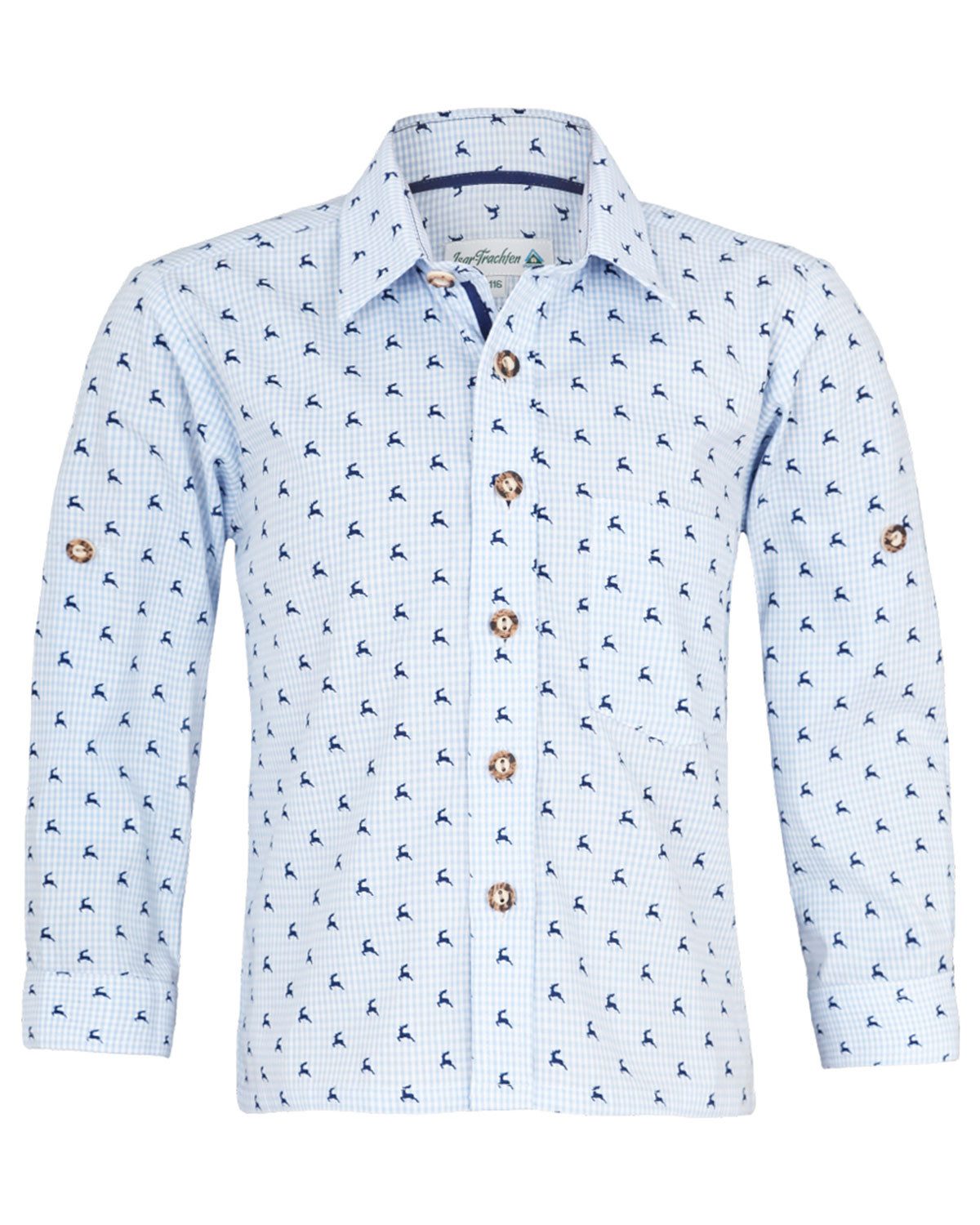 Isar-Trachten Trachtenhemd Kinder Trachtenhemd 'Malte' Hirschdesign 52913, H