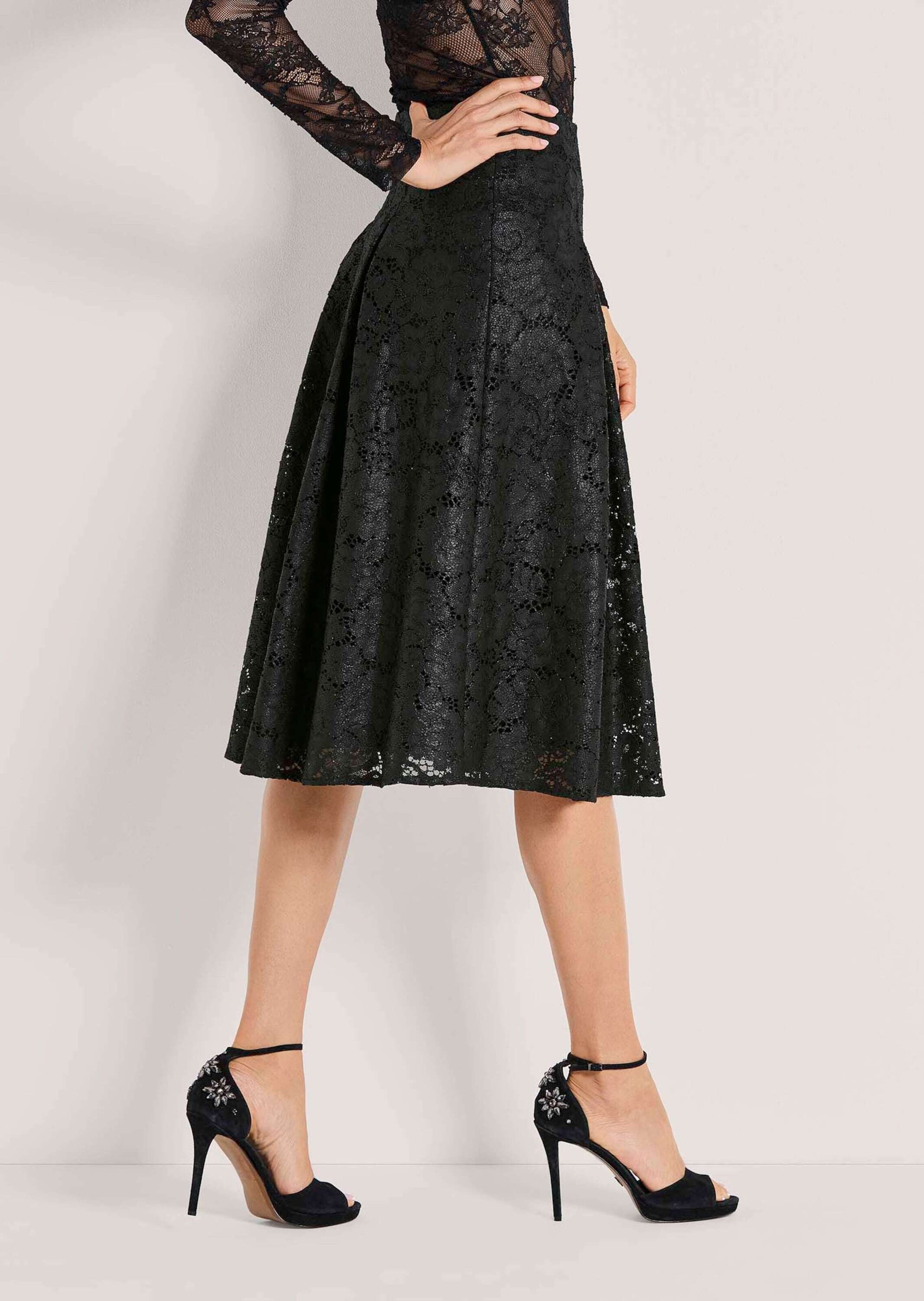MADELEINE Maxirock Eleganter Rock mit filigraner Spitze Beschichtete Spitze, kniebedeckend, ohne Bund