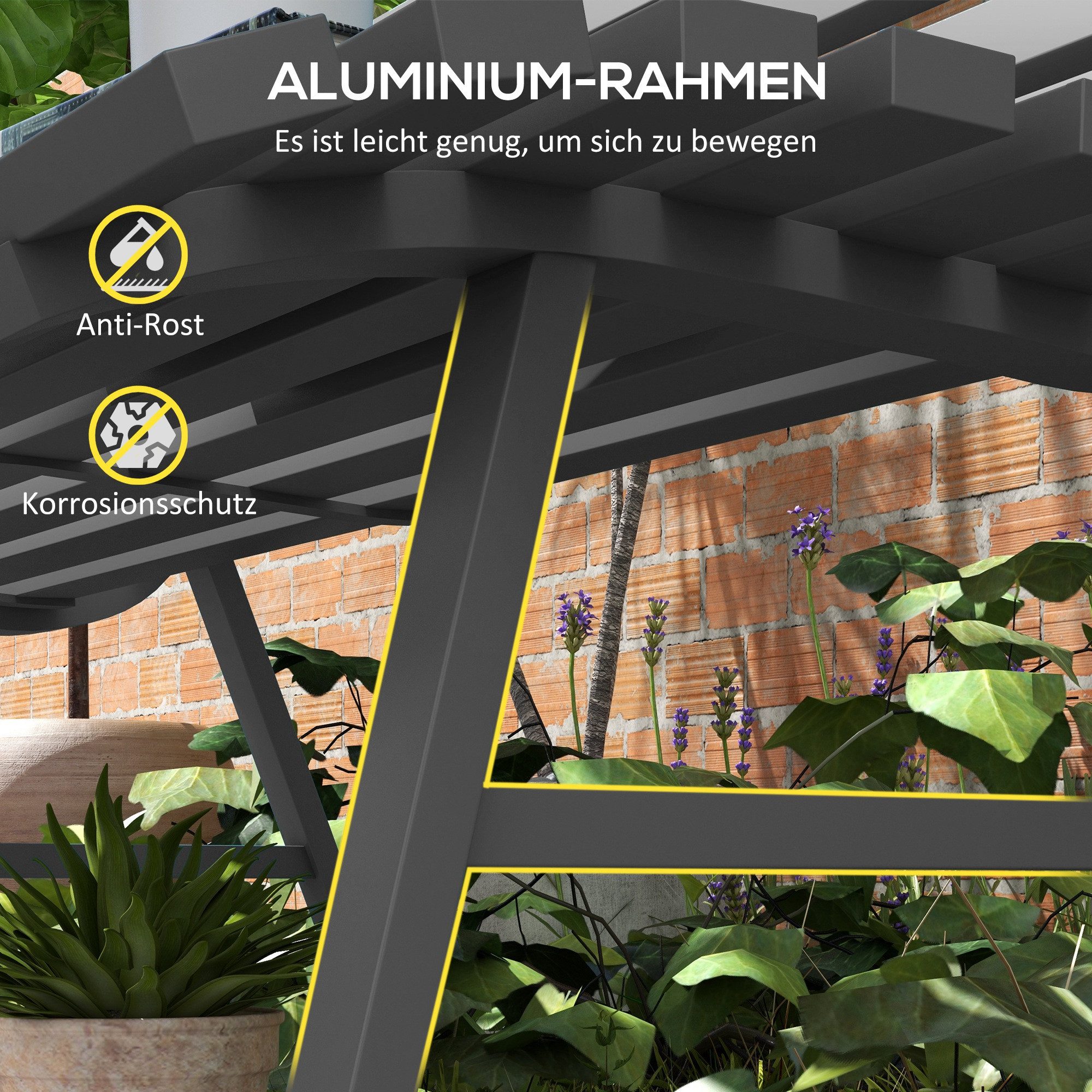 CHICFURN Gartenbank 2-Sitzer Sitzbank mit Rückenlehne aus Aluminium, Grau (Packung, 1-St., Maße 123 x 67 x 79 cm, stabile Konstruktion), Für Terrasse, Balkon und Gartenbereiche geeignet