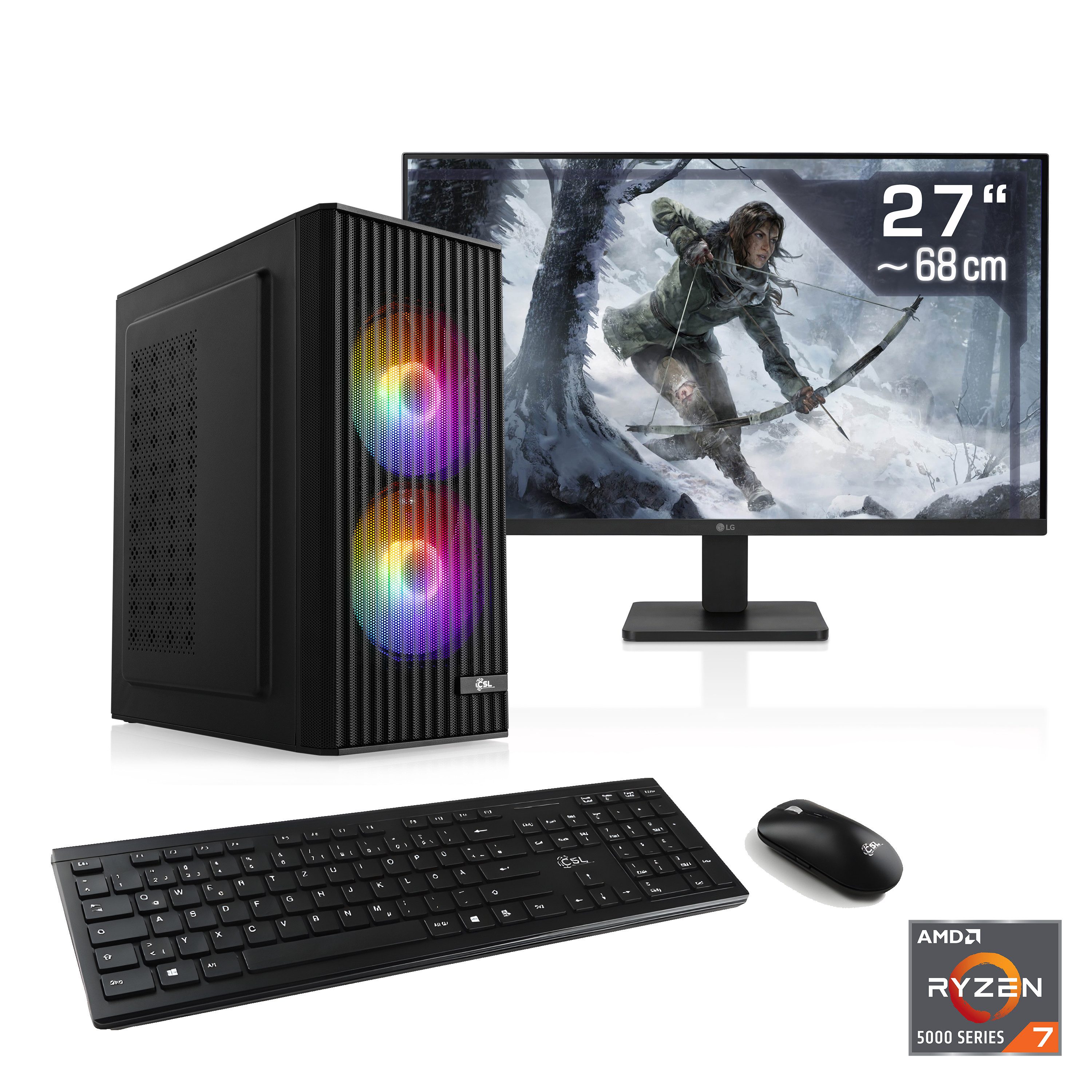 CSL Spectrum V25227 PC-Komplettsystem (27", AMD Ryzen 7 5700X, GeForce RTX 4060, 32 GB RAM, 1000 GB SSD)
