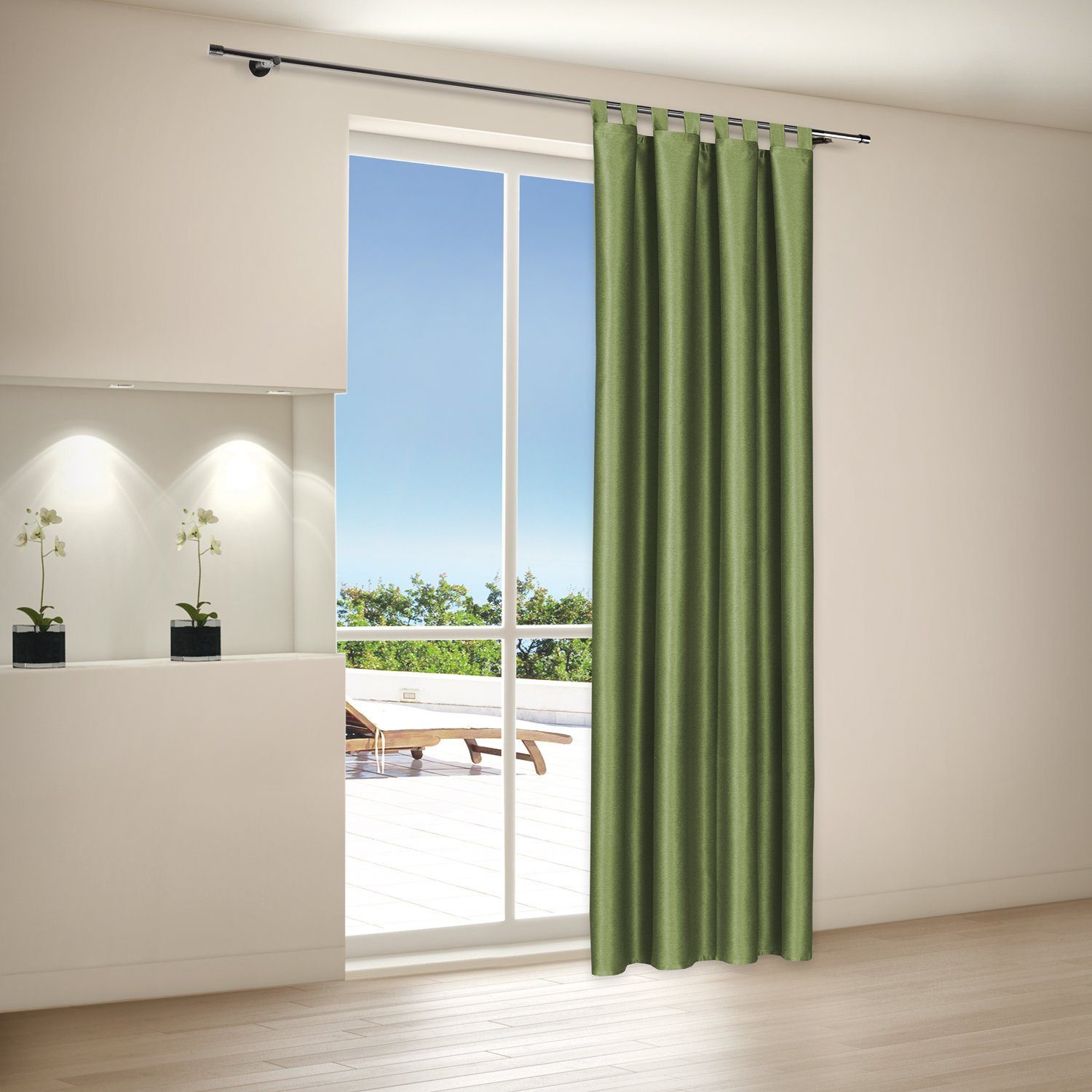 Gerster Vorhang Mari Kombigardine Schlaufenschal mit Kräuselband B = 140 x H =245, Mit Band & Schlaufen