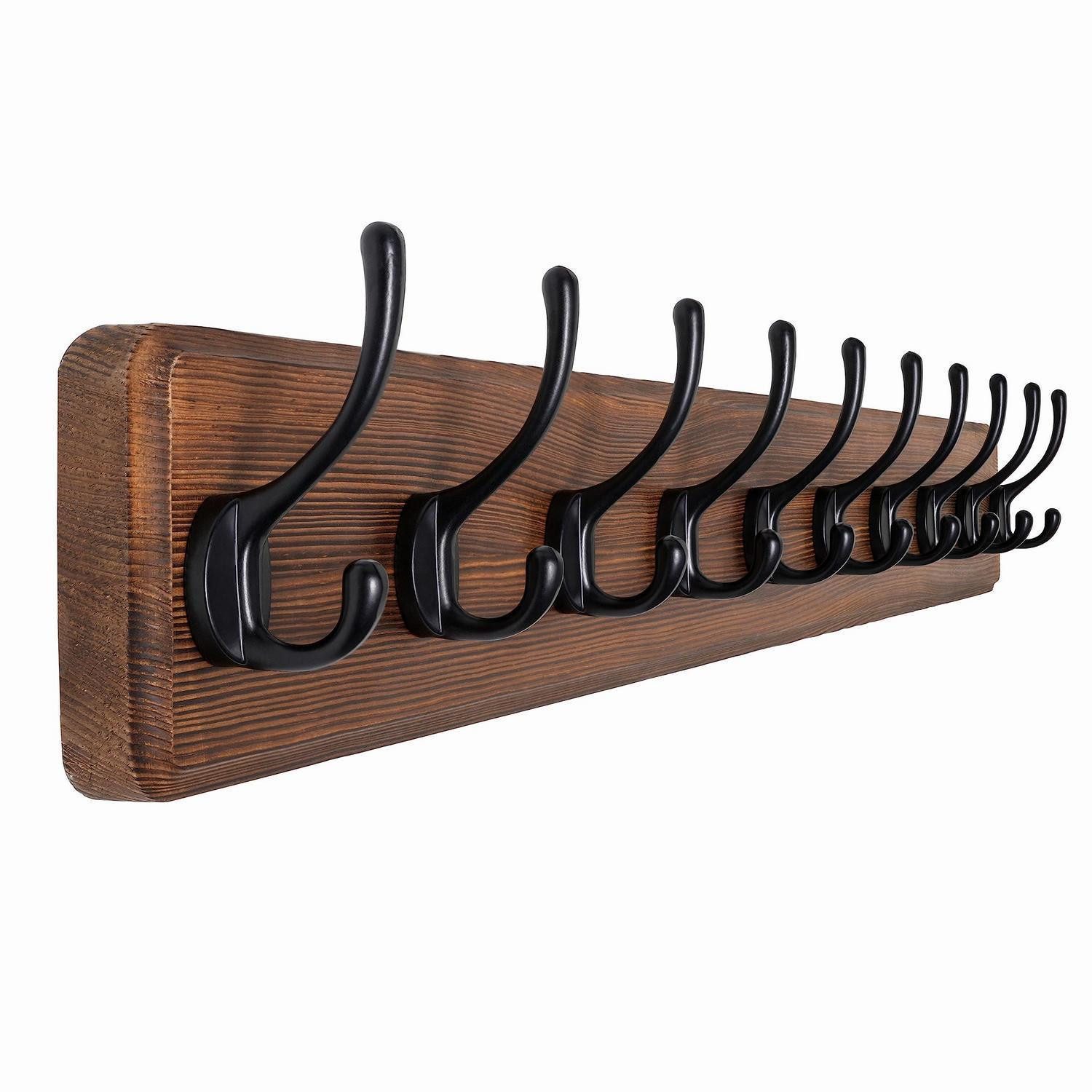 LuxusKollektion Kleiderhaken Garderobenleiste Holz Braun 98cm 10 Haken Rustikal, (1-St)
