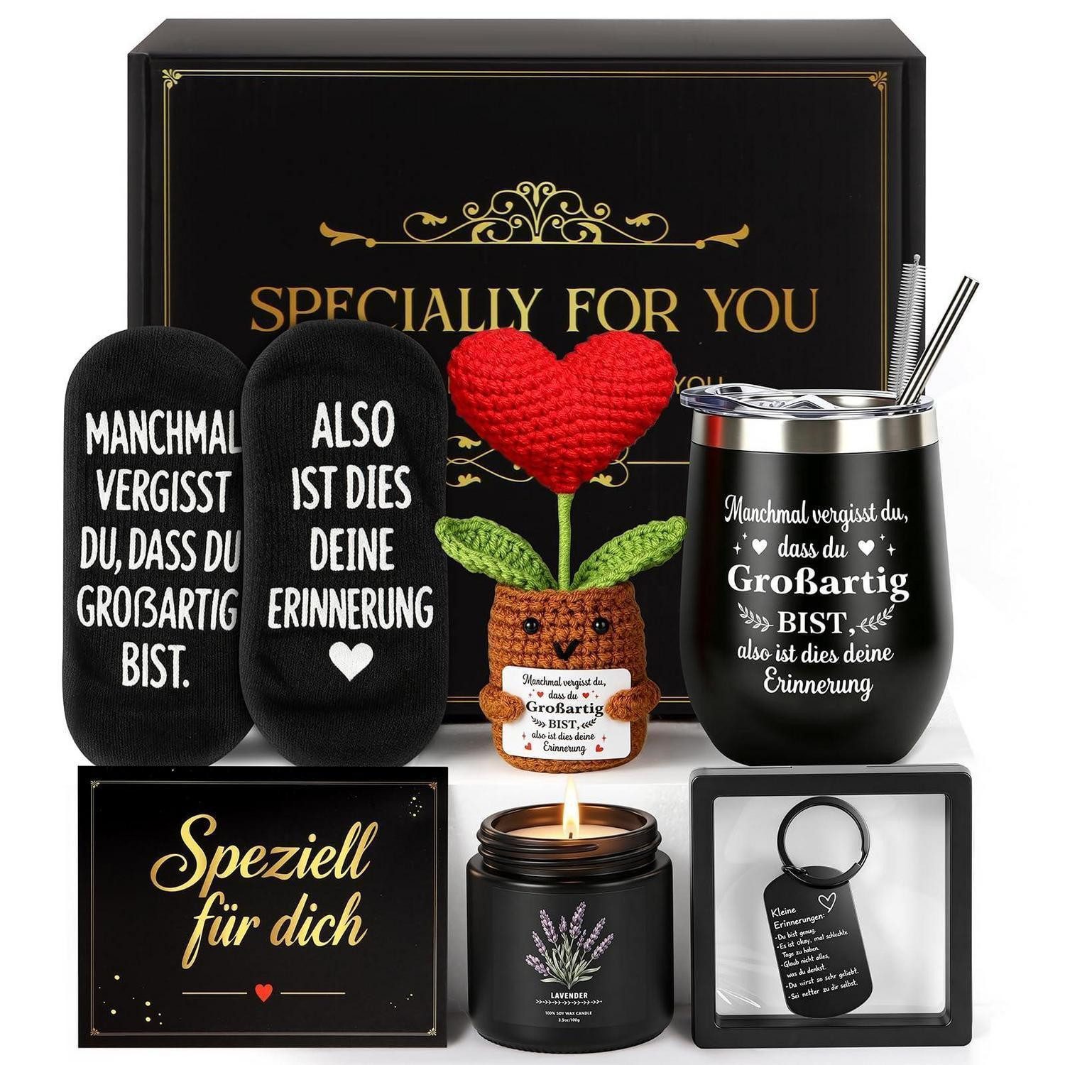 LuxusKollektion Geschenkbox Edelstahl Weinbecher Geschenkset Schwarz