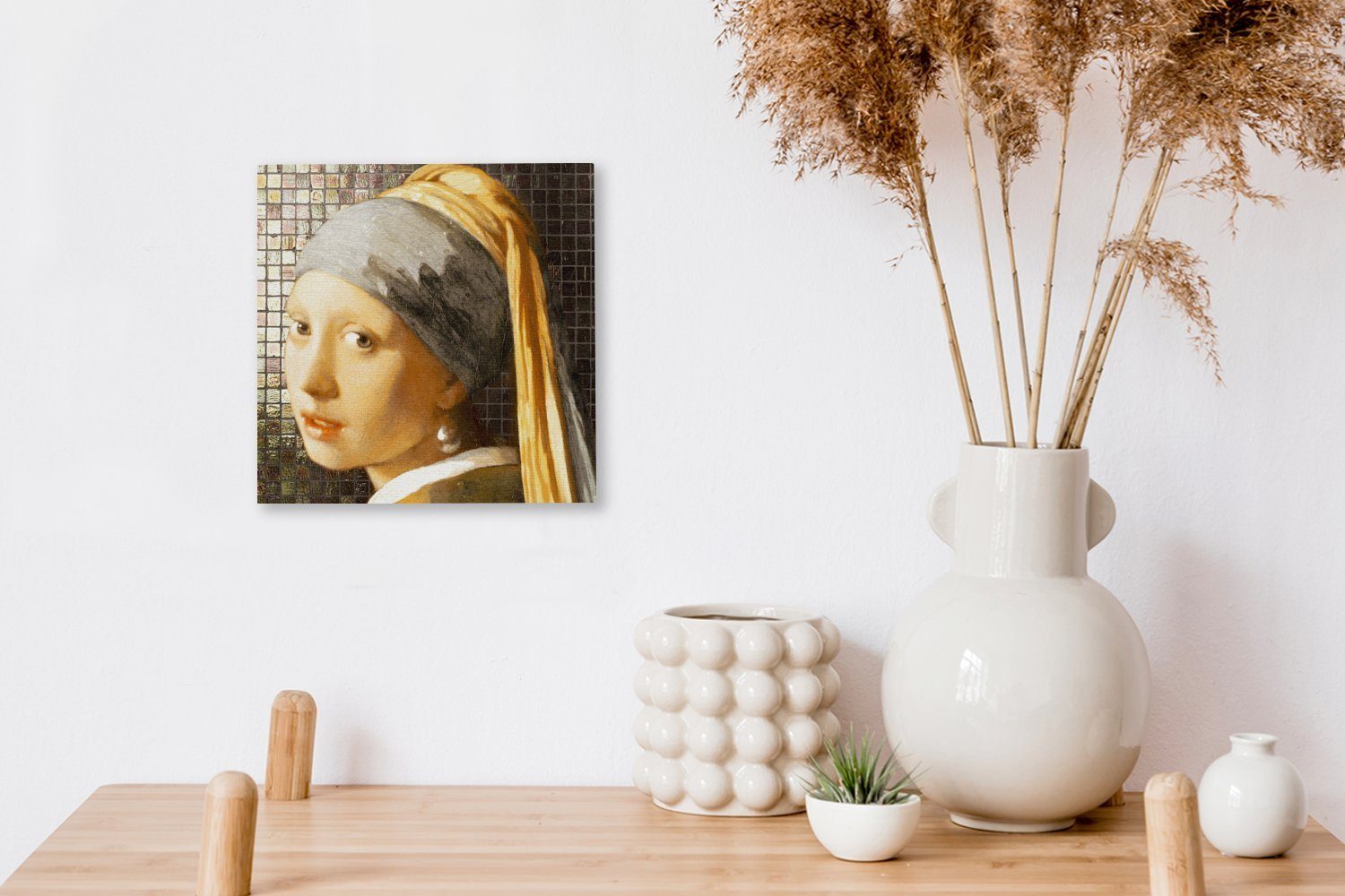 OneMillionCanvasses® Gemälde Alte Meister - Mädchen Bilder Wohnzimmer Schlafzimmer mit Perlenohrring - Leinwand St), (1 für Kacheln