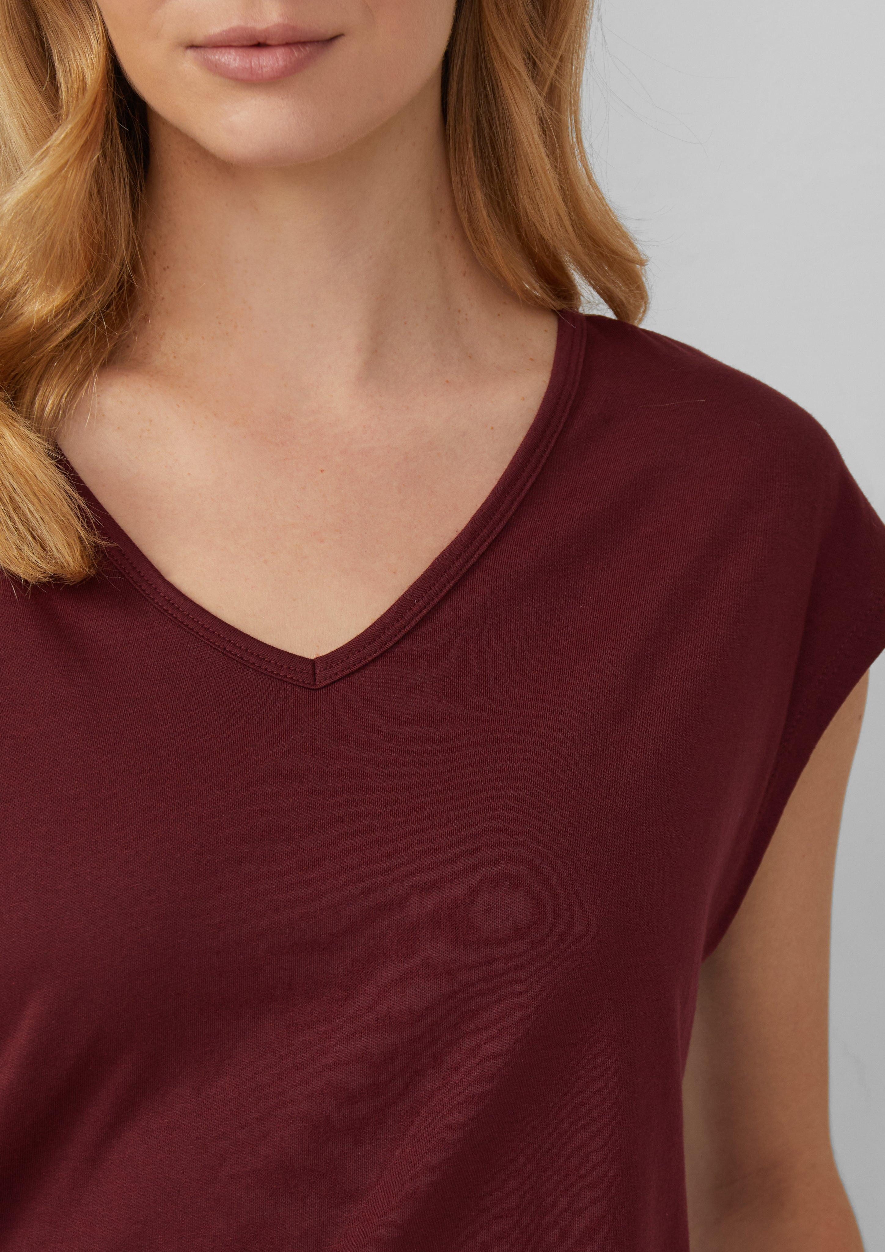s.Oliver Shirttop T-Shirt mit V-Ausschnitt und günstig online kaufen