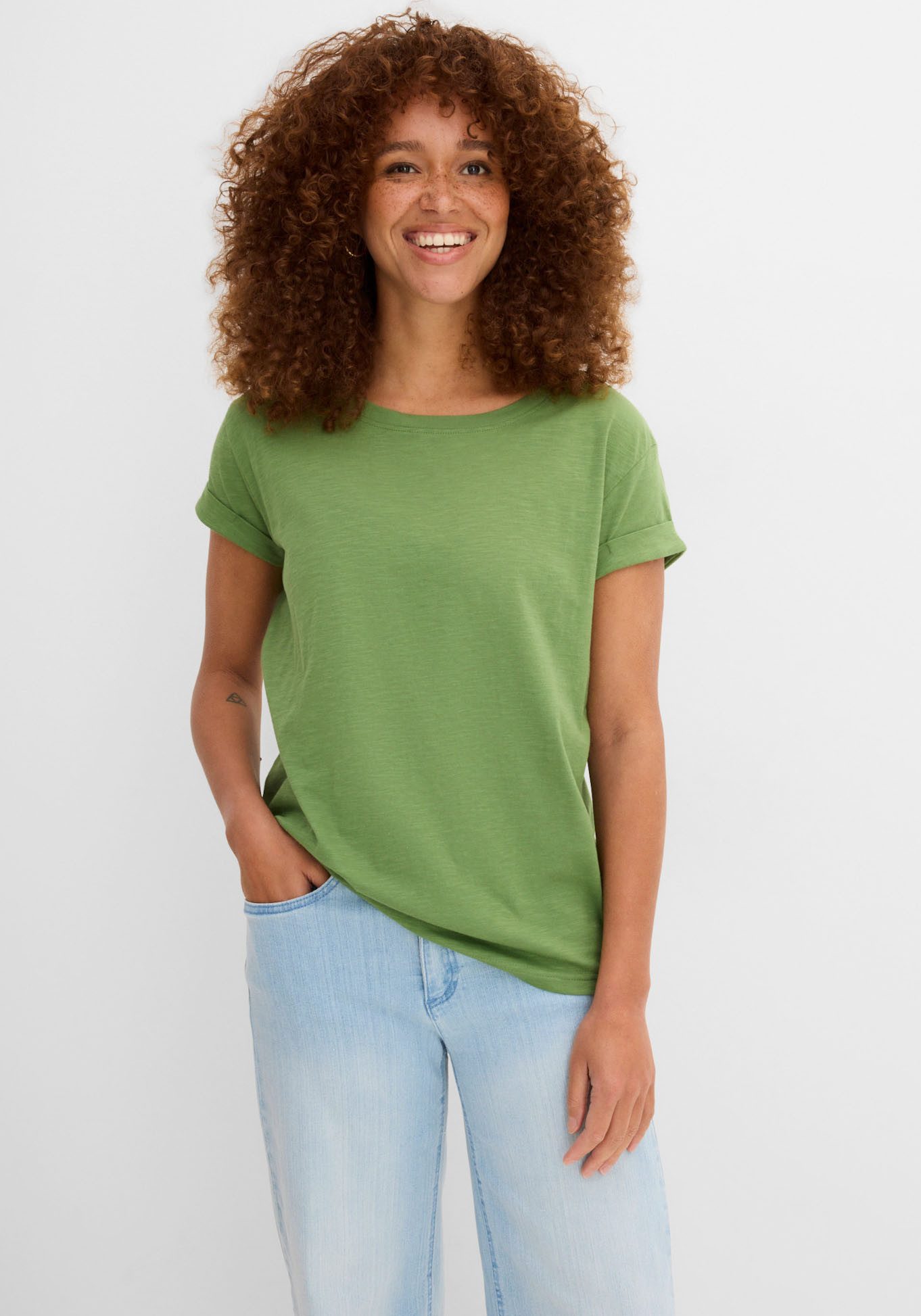bonprix T-Shirt lockere, figurumspielende Passform, Kurzarm, Rundhalsausschnitt