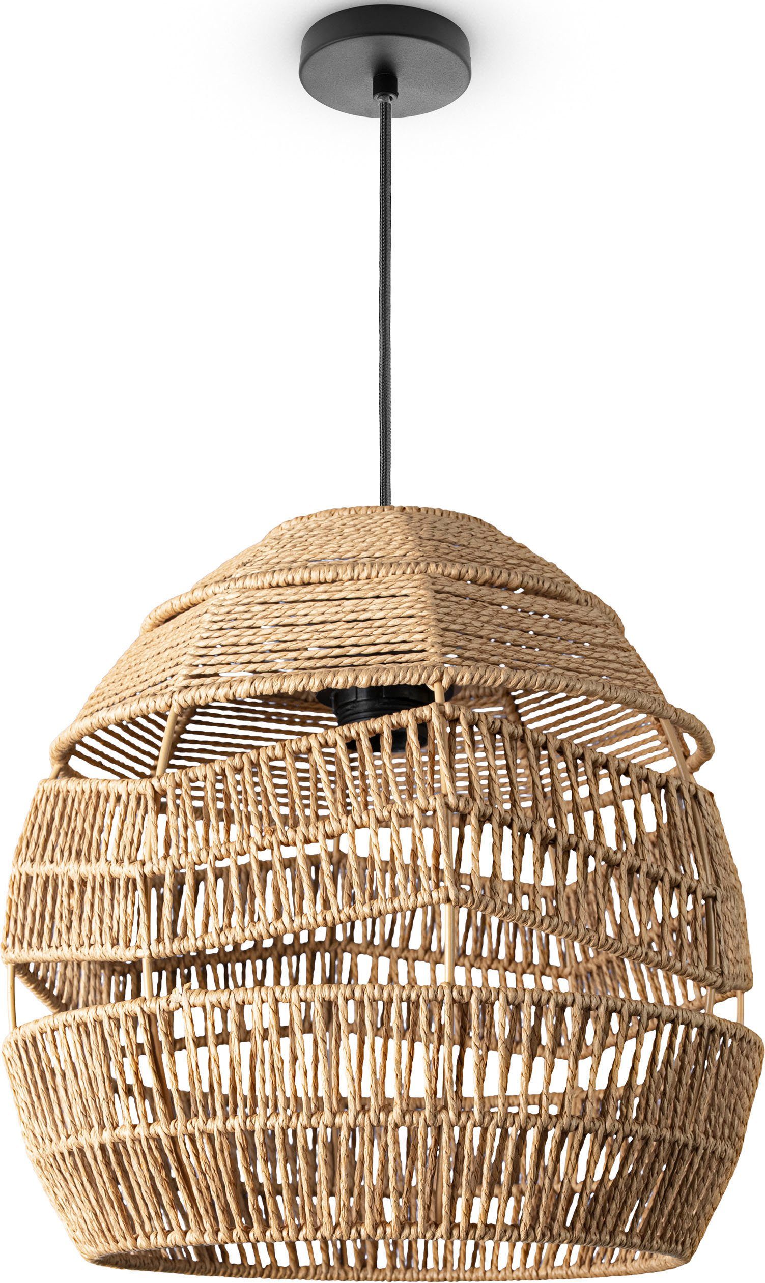 Home Paco Papier Rustikal Hängeleuchte Vintage LED Pendelleuchte Boho Pendelleuchte ohne VILLA, Leuchtmittel, E27