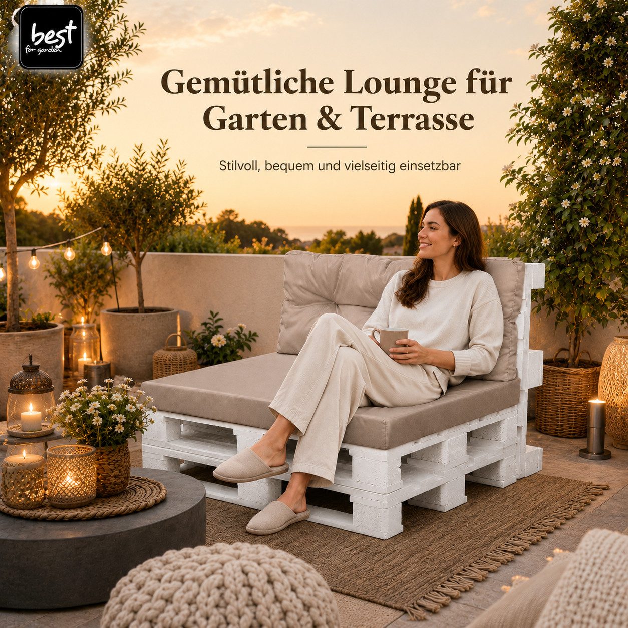 Best for Garden Dekokissen Bequeme Palettenkissen Indoor & Outdoor – Stil & Komfort, Für Innen- & Außenbereich, weich gepolstert