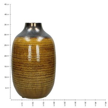 Engelnburg Dekovase Hochwertige Blumenvase Vase Keramik Handgefertigt Gelb 22x22x36cm (kein Set, 1er Set)