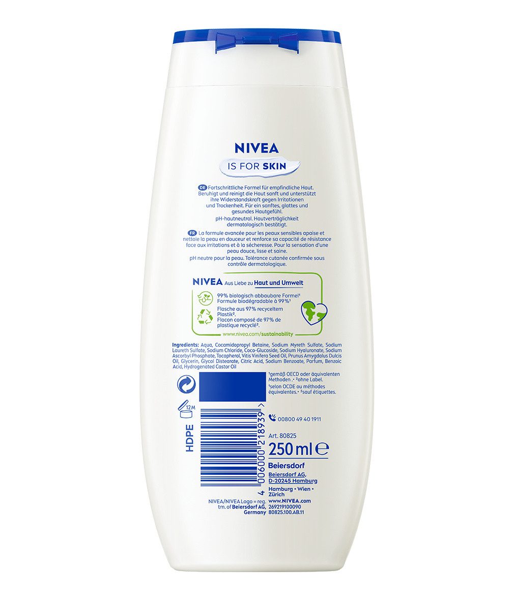 Nivea Duschpflege Derma Control Restore 6 x 250ml mit Hyaluron und Vitamim E, 6-tlg.