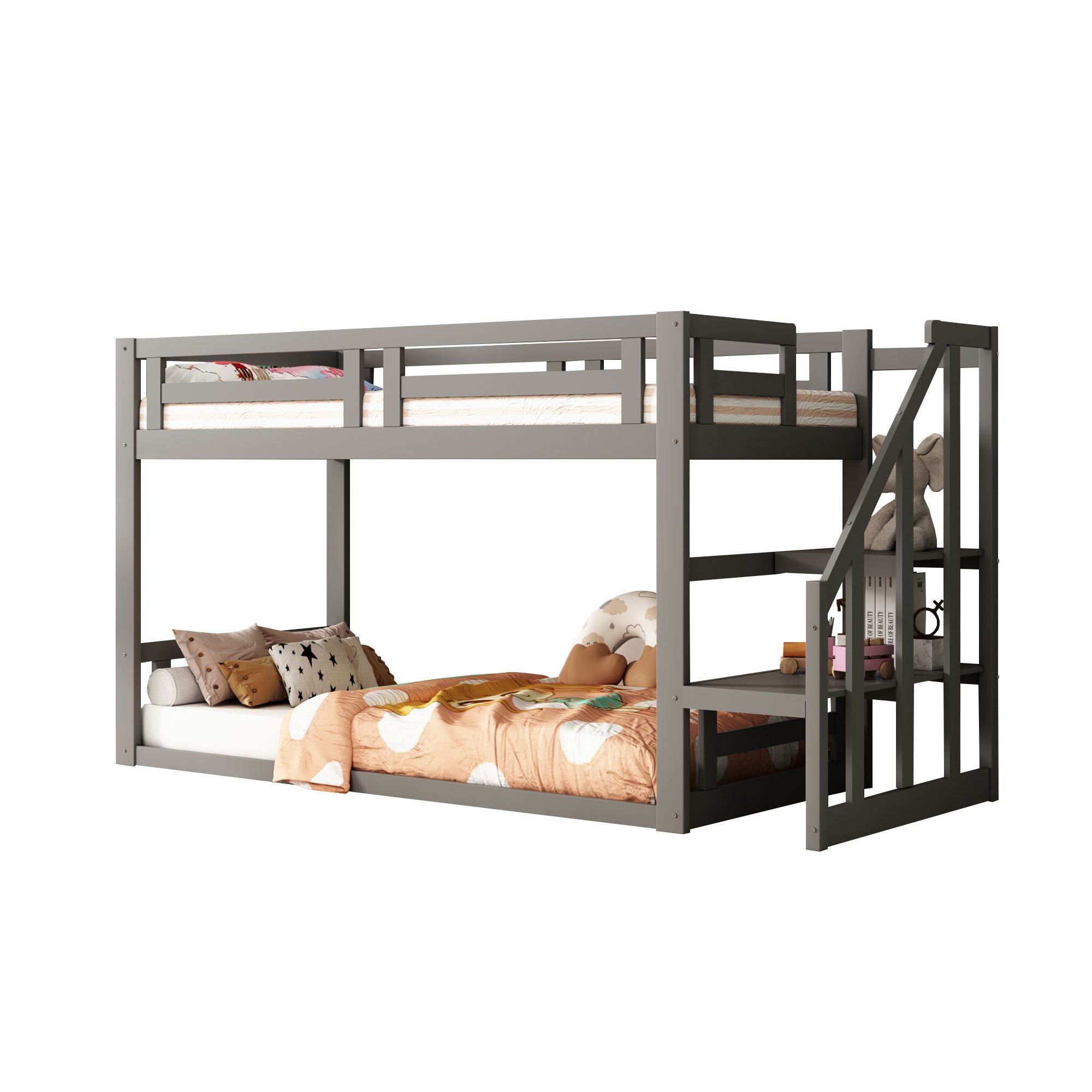 Flieks Etagenbett, Kinderbett mit Sicherheitstreppe 90x200cm günstig online kaufen