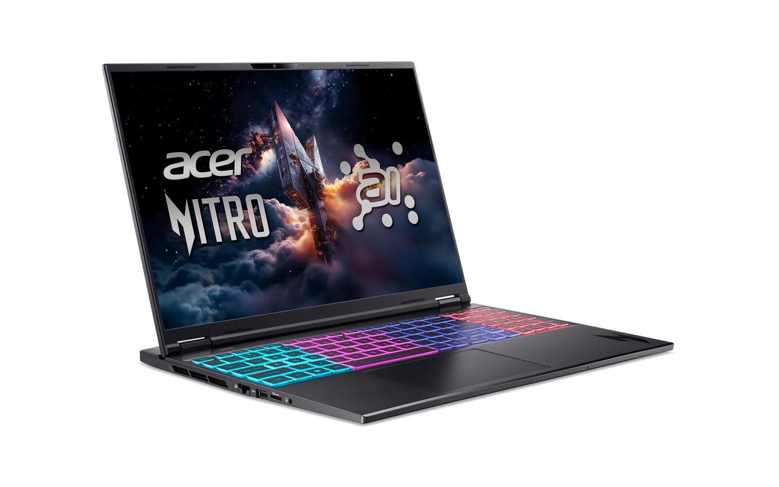 Acer Nitro 16S AI Gaming Laptop Ryzen AI 9 RTX 5070 32GB 2TB SSD WQXGA Gaming-Notebook (40,64 cm/16 Zoll, AMD Ryzen AI 9 365, GeForce RTX 5070, 32 GB, 1000 GB SSD, 180 Hz, FHD Webcam, HDMI 2.1, 3x USB 3.2, USB 2.0, USB 4.0, RJ45)