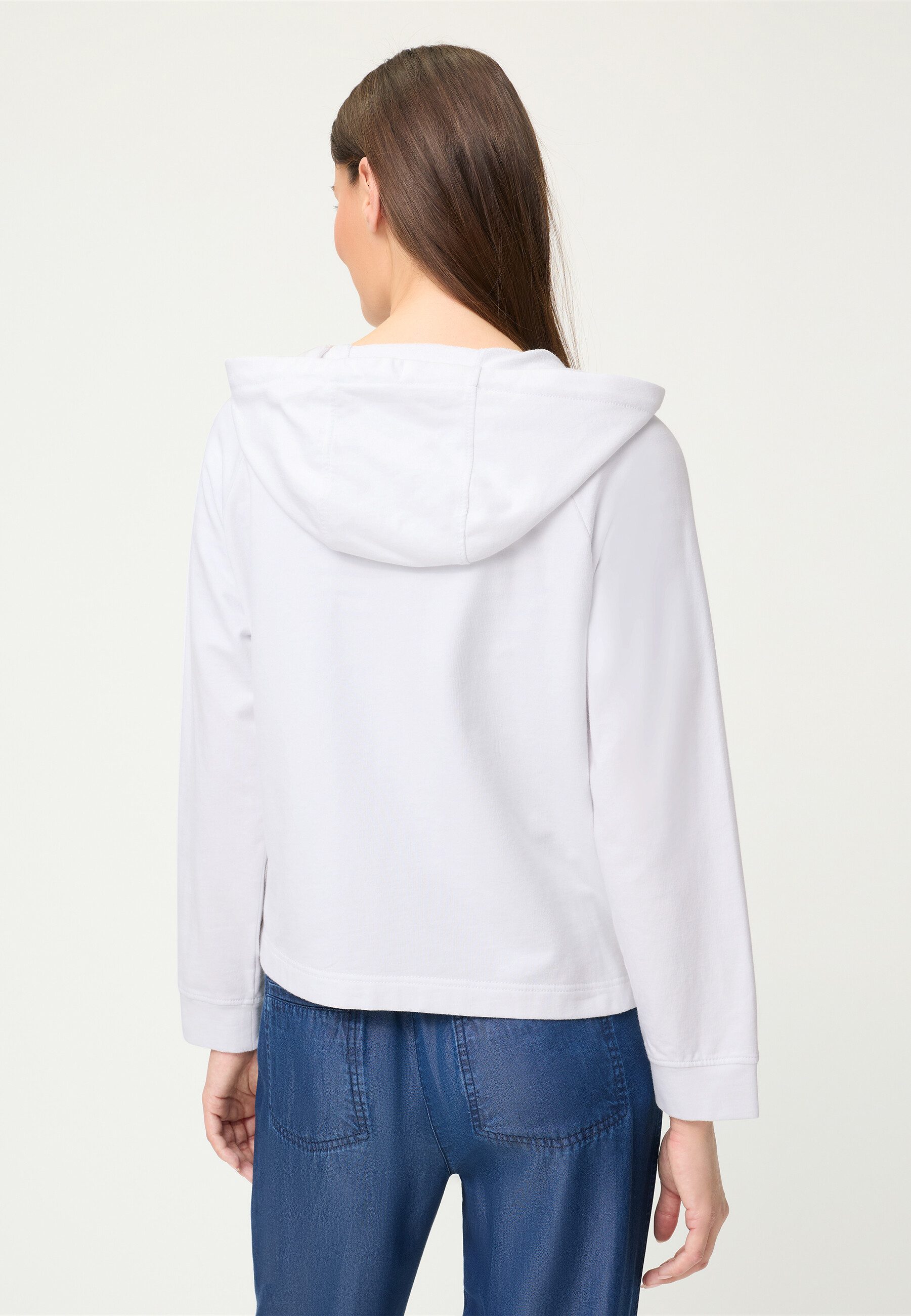 Olsen Sweatjacke Jerseyjacke im Materialmix mit Kapuze