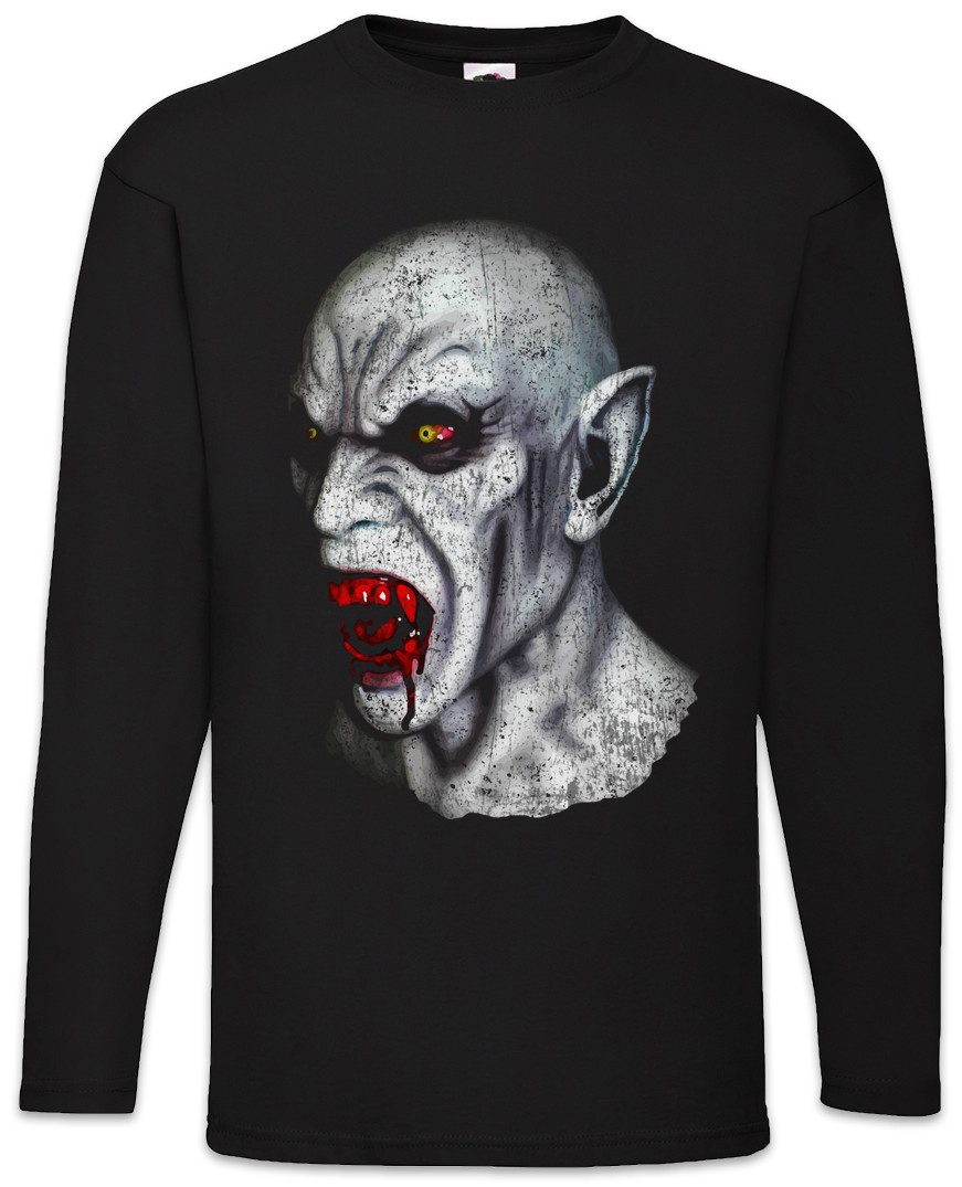 Langarmshirt Vampire Head Langarm T-Shirt Graf Vampir Blut True Gebiss Zähne