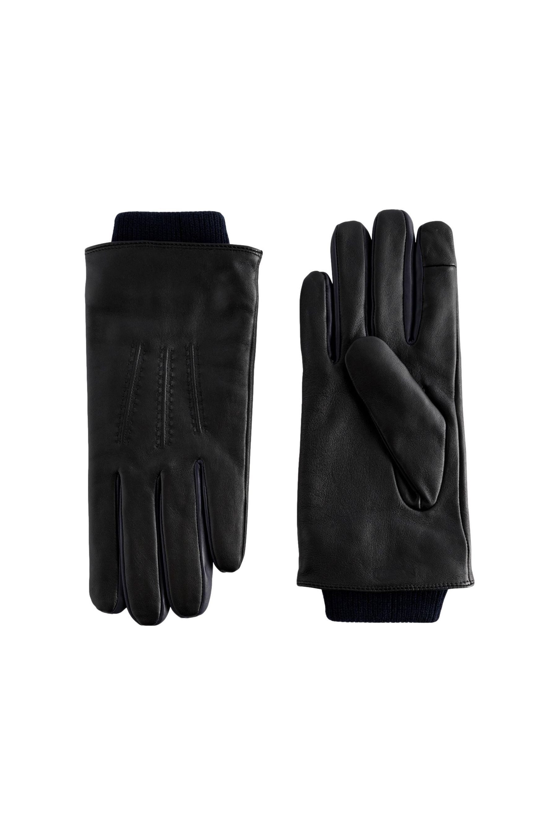 Lederhandschuhe Kontrasthandschuhe aus Leder mit Strickbündchen