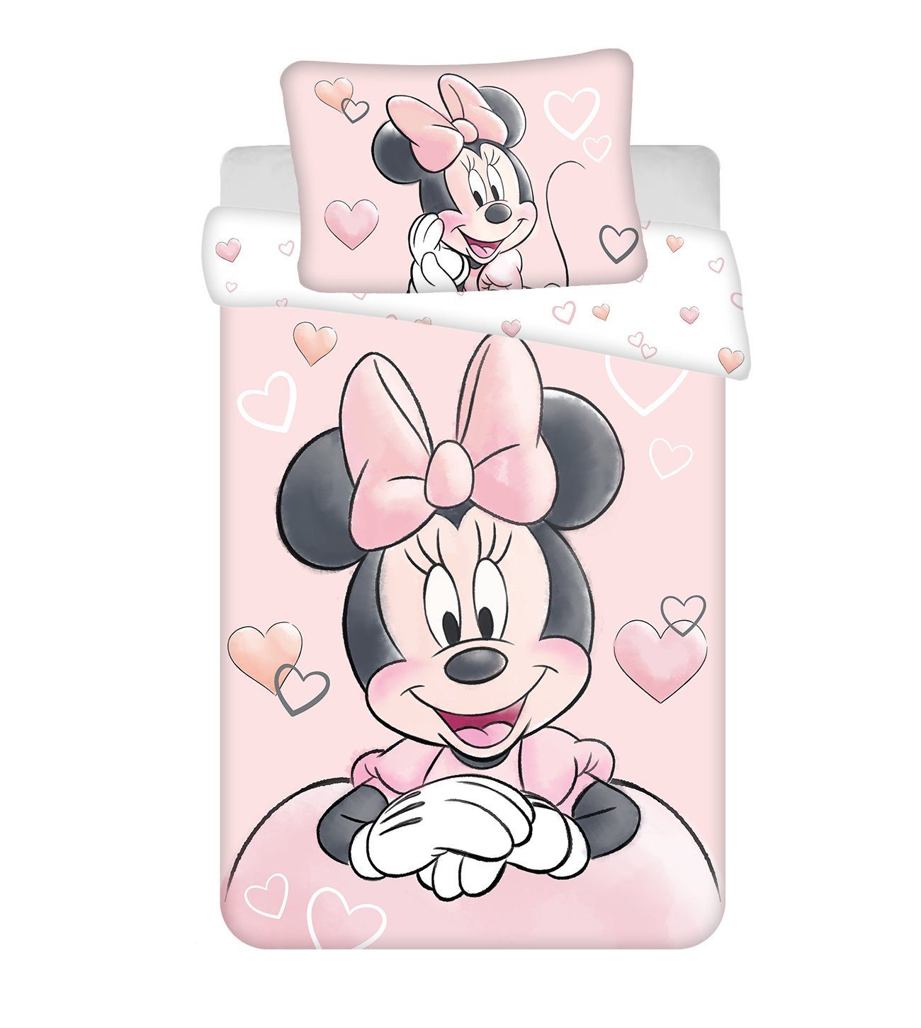 Babybettwäsche Wendebettwäsche Minnie Mouse 2tlg. Baumwolle 100x135 cm + 40x60 cm